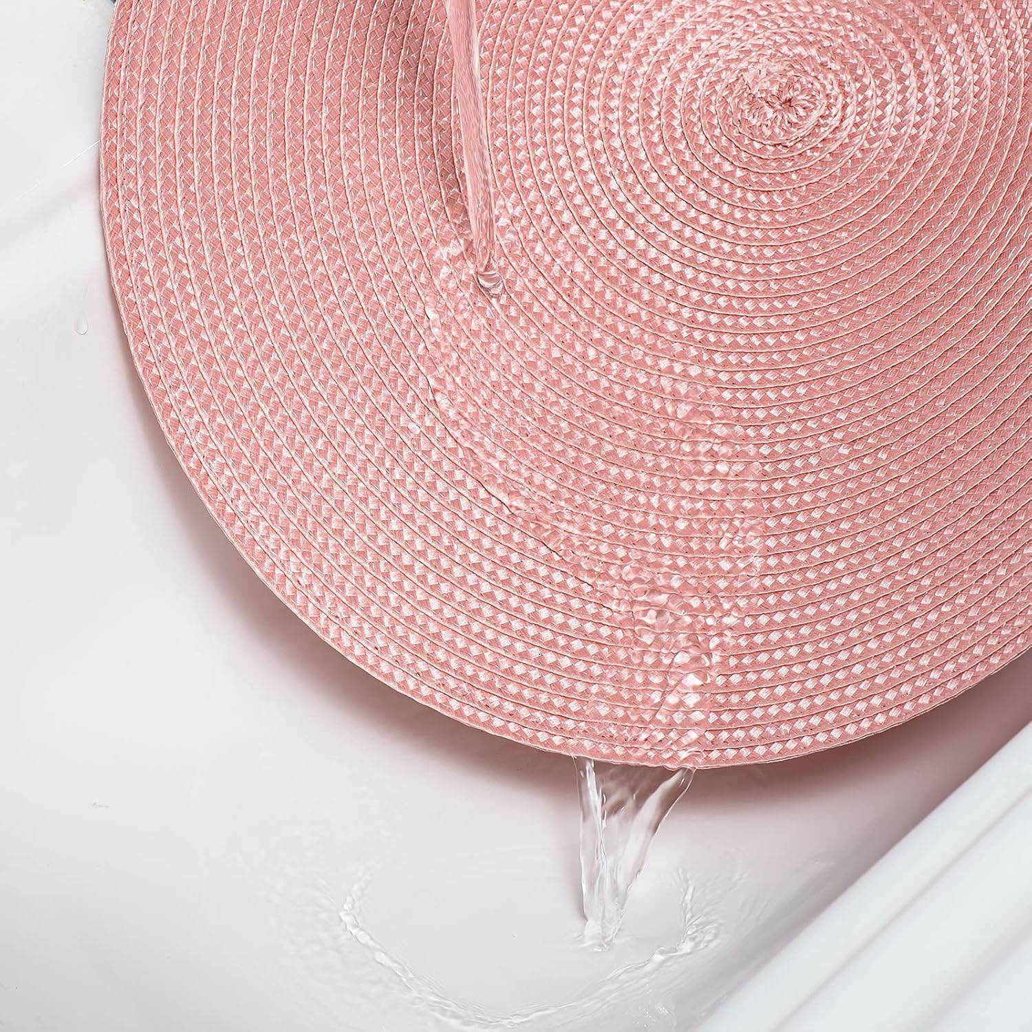 Round Braided Placemats 15 Inch Round Table Mats for Dining Tables Natural Woven Heat Resistant Place mats Set of 6 Pink