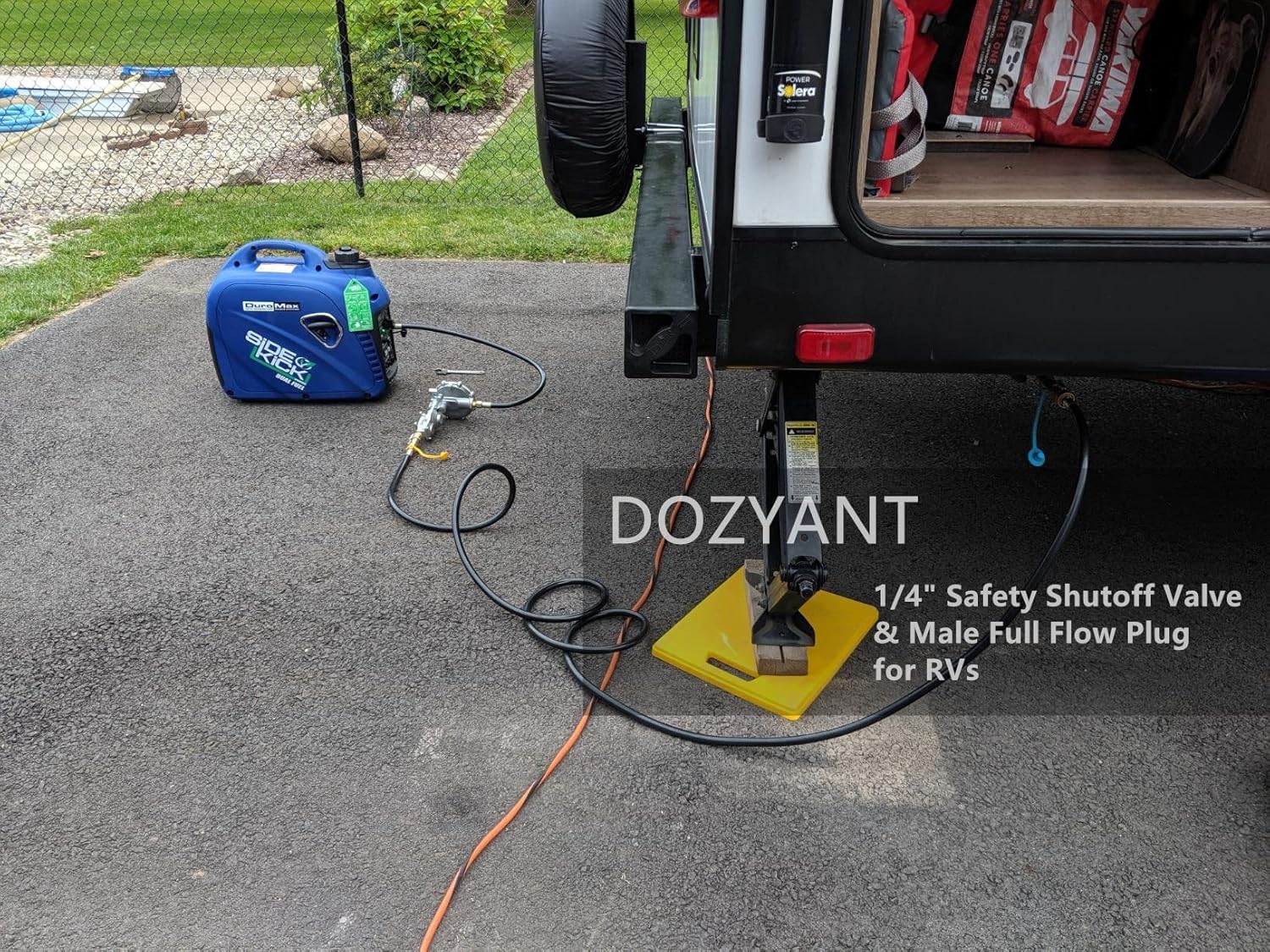 12 feet Low Pressure Propane RV Quick Connect Extension Hose, 1/4" Safety Shutoff Valve & Male Full Flow Plug for RVs