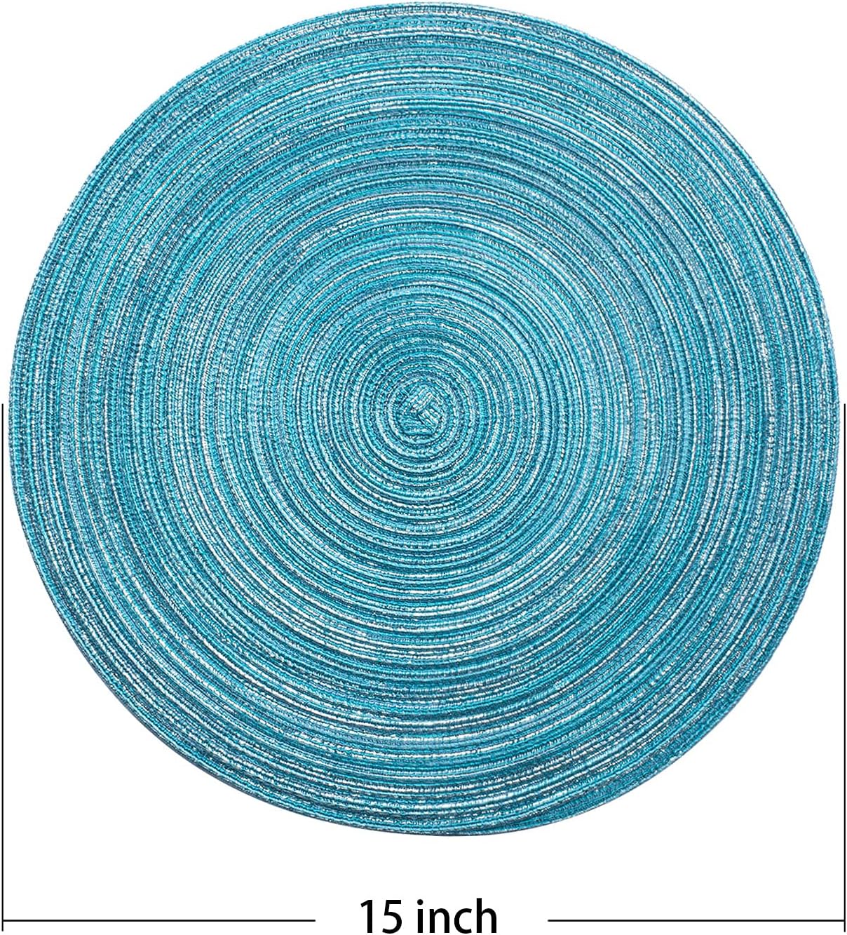 Round Braided Placemats Set of 6 Round Table Mats for Dining Tables Natural Woven Heat Resistant Place mats 15 Inch Blue Silver