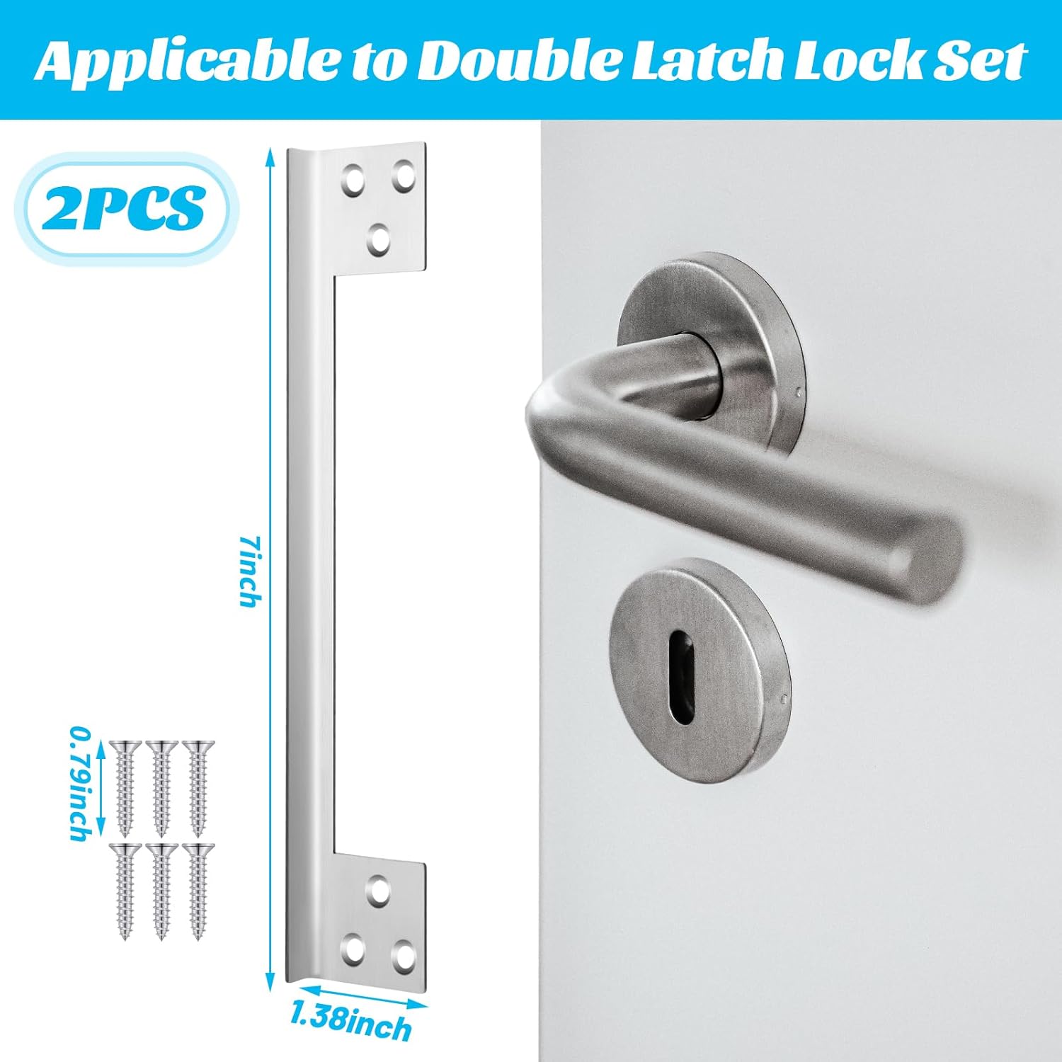 2 Pcs Door Latch Guard Plate 7 Inch Outswing Angle Latch Protector Shield L Shaped Security Reinforcement Striker Plates to Block Access to Door Lock Deadbolt