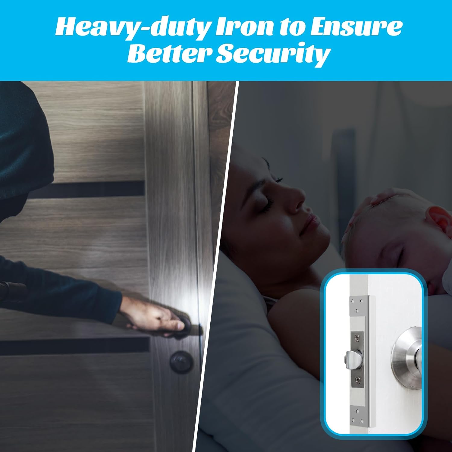 2 Pcs Door Latch Guard Plate 7 Inch Outswing Angle Latch Protector Shield L Shaped Security Reinforcement Striker Plates to Block Access to Door Lock Deadbolt