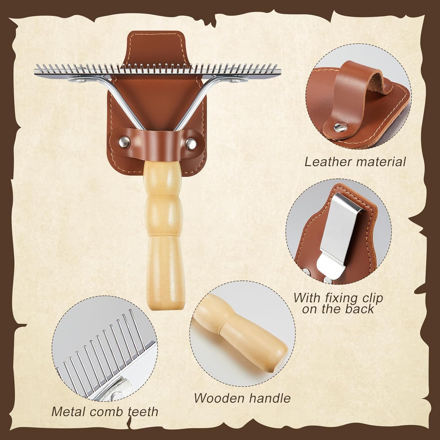1 Set Cattle Show Comb Brush Holder Livestock Supplies for Cattle Horse Grooming Brush Show Comb with Wood Handle for Cow Livestock Brushes Pet Dog Cattlel Cows Goat Sheep