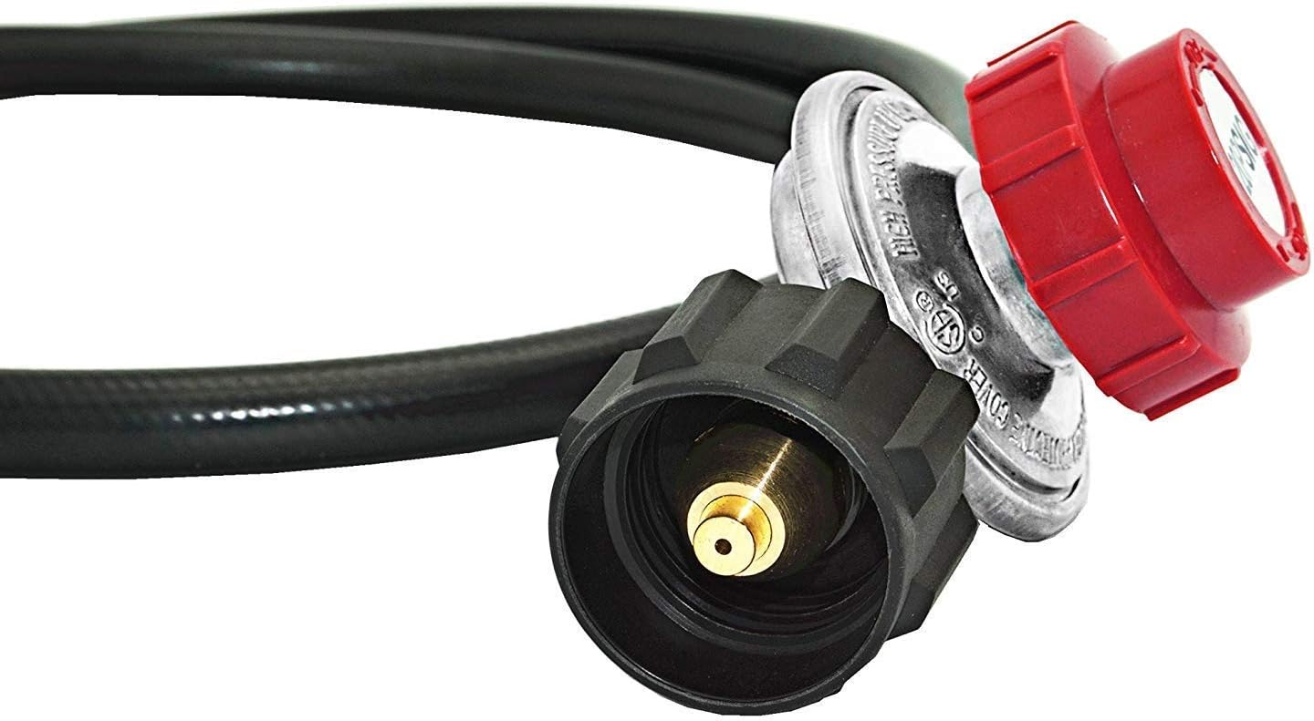 4 FT 0-30 PSI Adjustable High Pressure Propane Regulator and Hose with Gauge, Fits for Grill Burner Turkey Fryer Cooker Firepit Forge and More