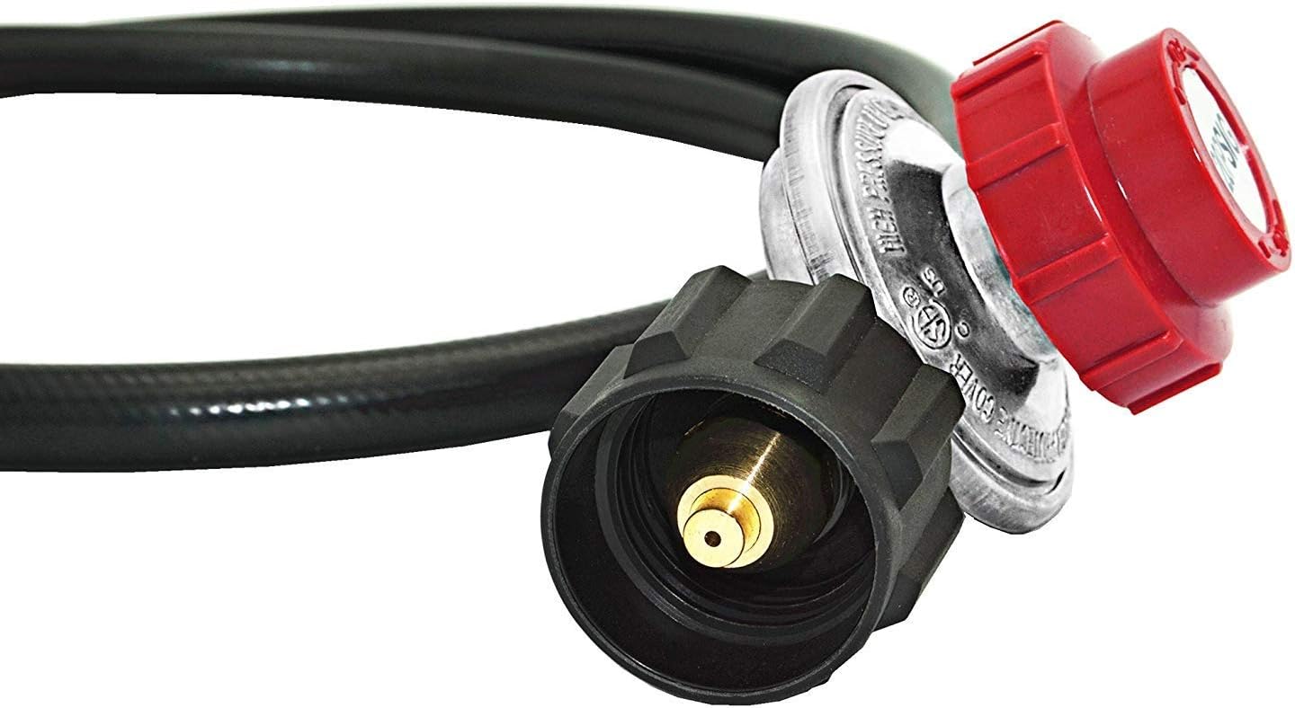 4 FT 0-30 PSI Adjustable High Pressure Propane Regulator and Hose with Gauge, Fits for Grill Burner Turkey Fryer Cooker Firepit Forge and More