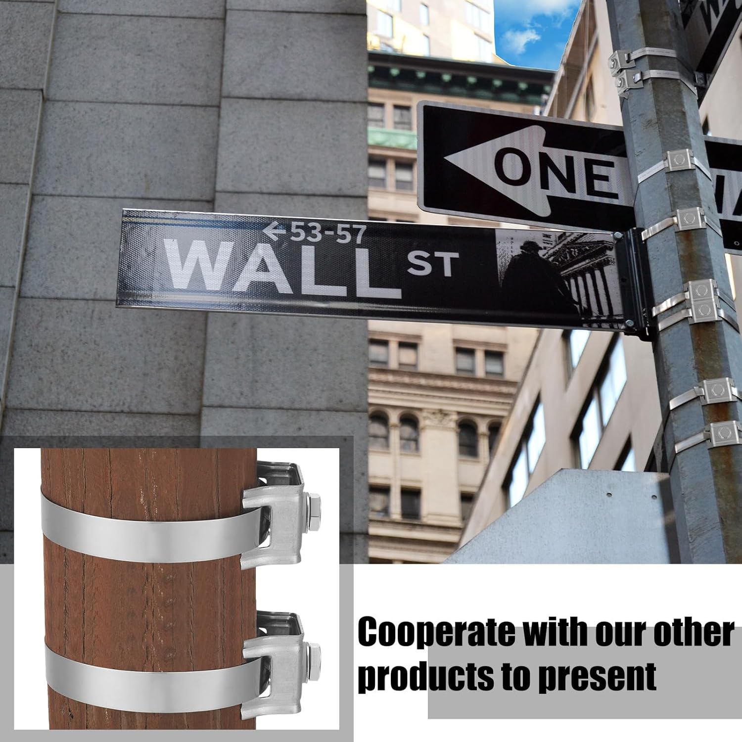 25 Pcs 304 Stainless Steel Single Bolt 3/4 Inch Flared Leg Bracket, Sign Mounting Brackets with Steel Bolt and Nylon Washer for Mount Traffic Signs, Security Cameras or Traffic Cameras Silver