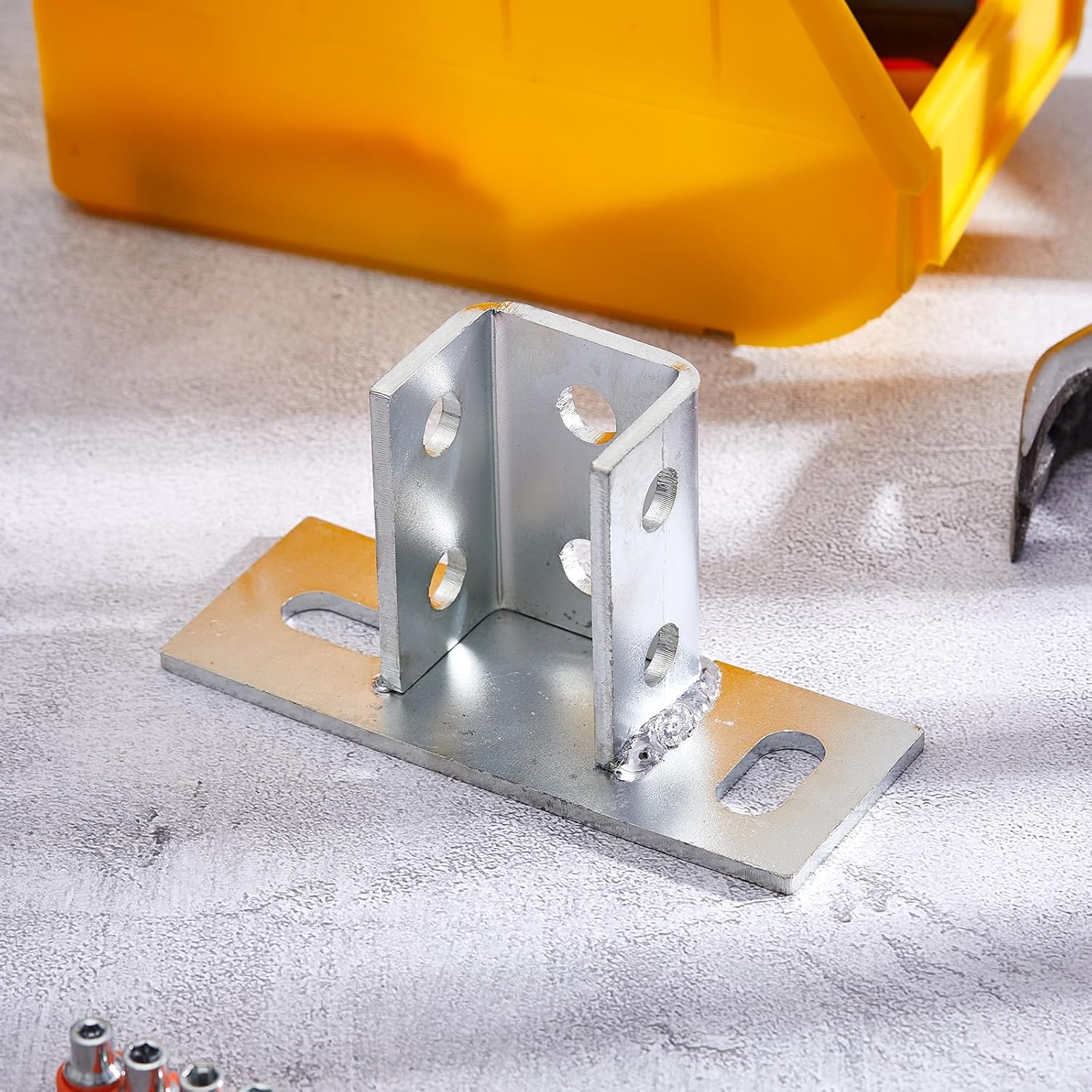 8 Pcs 2 Slotted Hole U Post Base Strut Mount for 1-5/8 Square Single Channel Carbon Steel Q235B, Ground Floors Universal Fence Post Base Sign for Rack Mount Track System