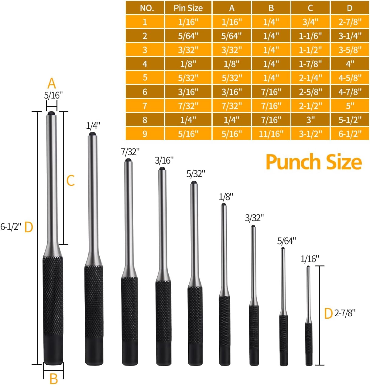Pin Punch Set, 22pcs Removing Repair Tools, Including Universal Block, Brass Pin Punches, Steel Pin Punches and Hammer