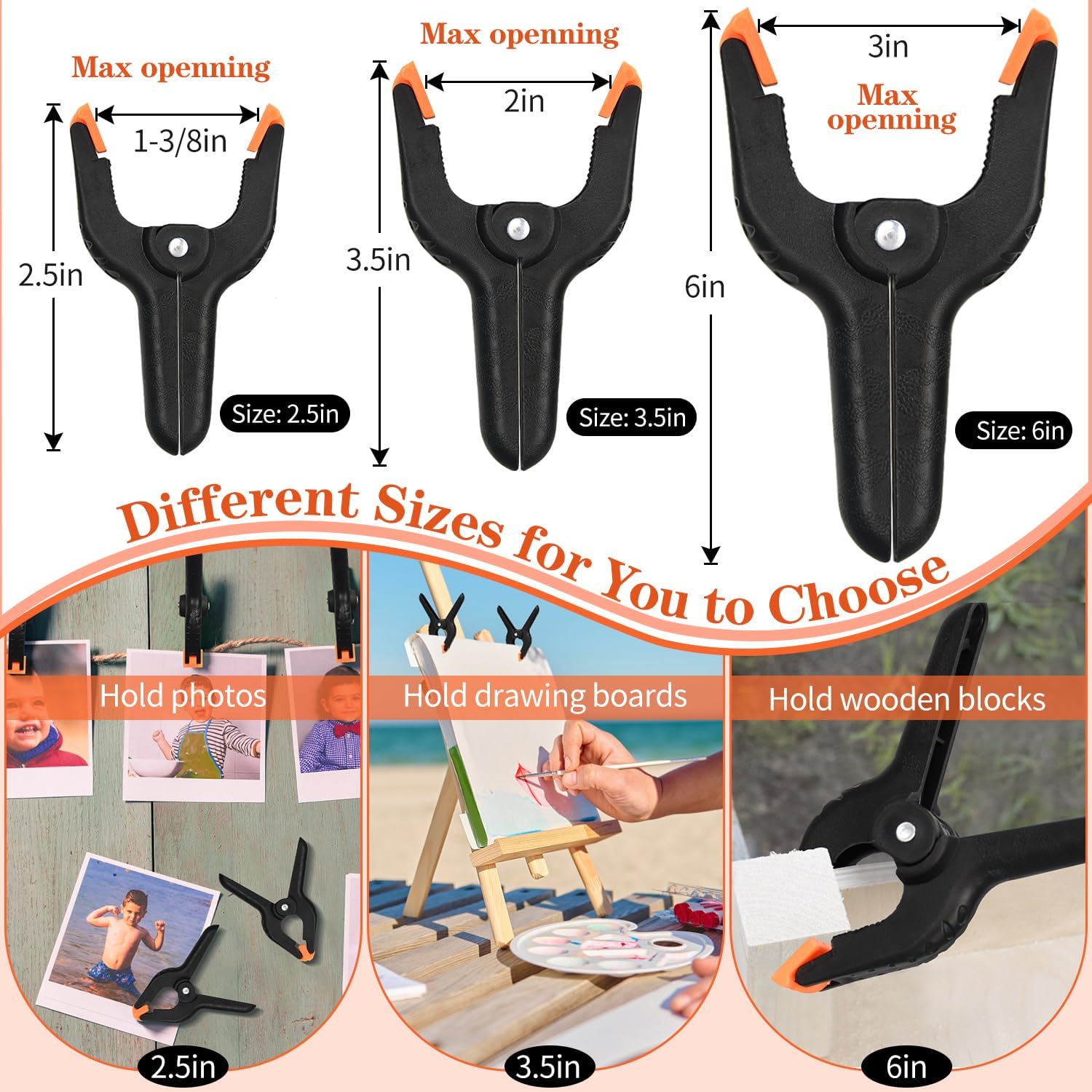 12 Pack 6 Inch Plastic Spring Clamps, for Crafts, Woodworking, Backdrop Stand, Photography, Home Dec