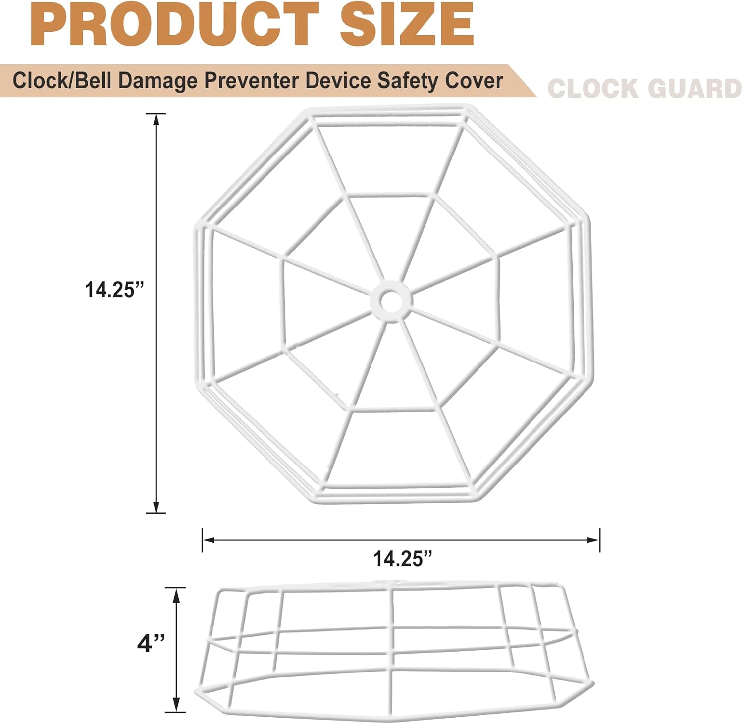 lulu Clock/Ball Damage Protector, Protective Coated Guard Device Safety Cover, 14.25 Inch Diameter, Iron, for Clock Damage Protector in The Gym