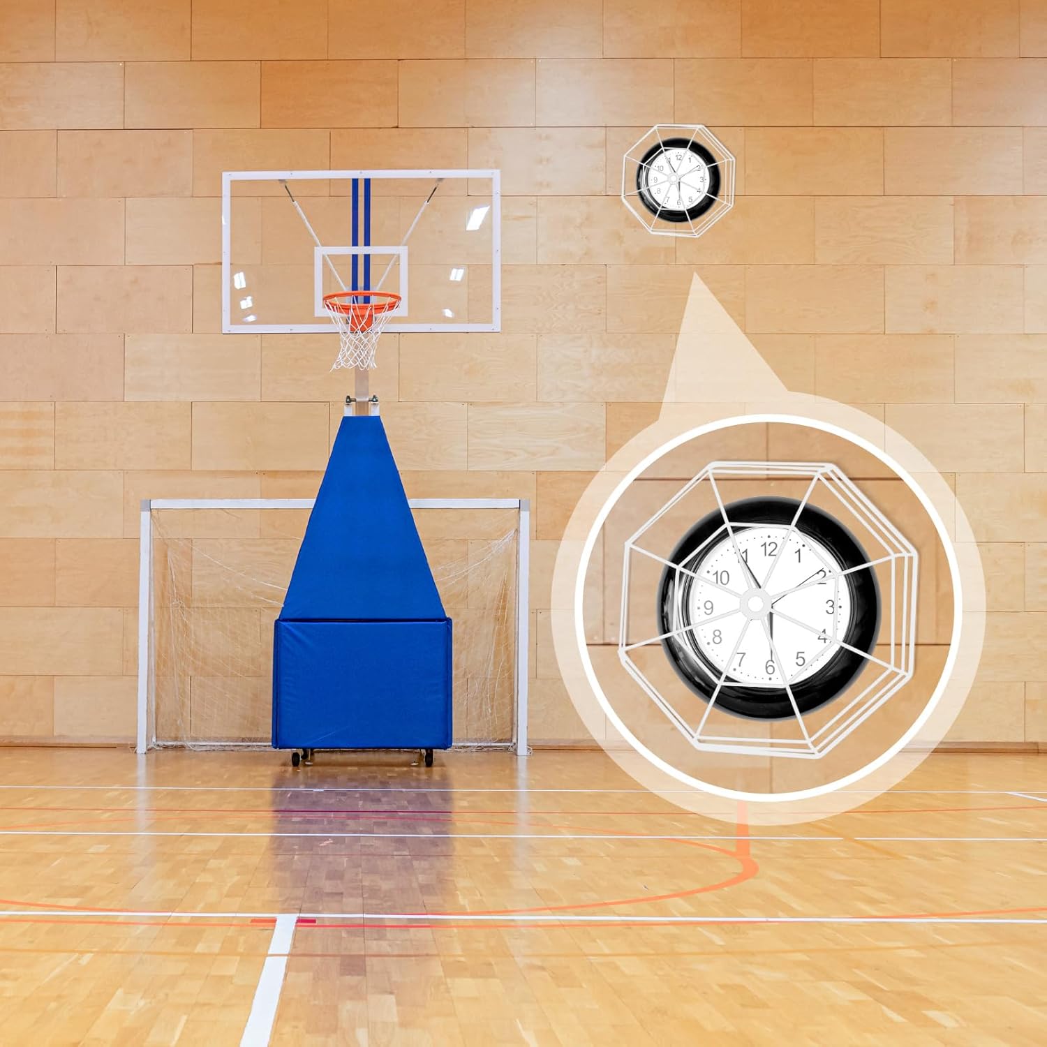 lulu Clock/Ball Damage Protector, Protective Coated Guard Device Safety Cover, 14.25 Inch Diameter, Iron, for Clock Damage Protector in The Gym