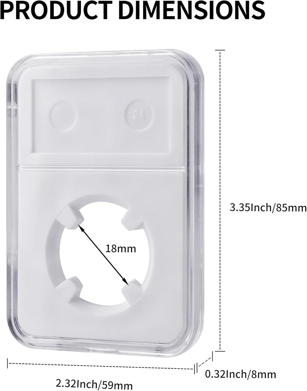 10-Pack 18mm Coin Slab Display Holder, Clear Acrylic Storage Case for Seated Liberty, Barber, Winged Liberty Mercury , Roosevelt Dimes and Other 18mm Coins, Four-Point Fixation Coin Collection Box