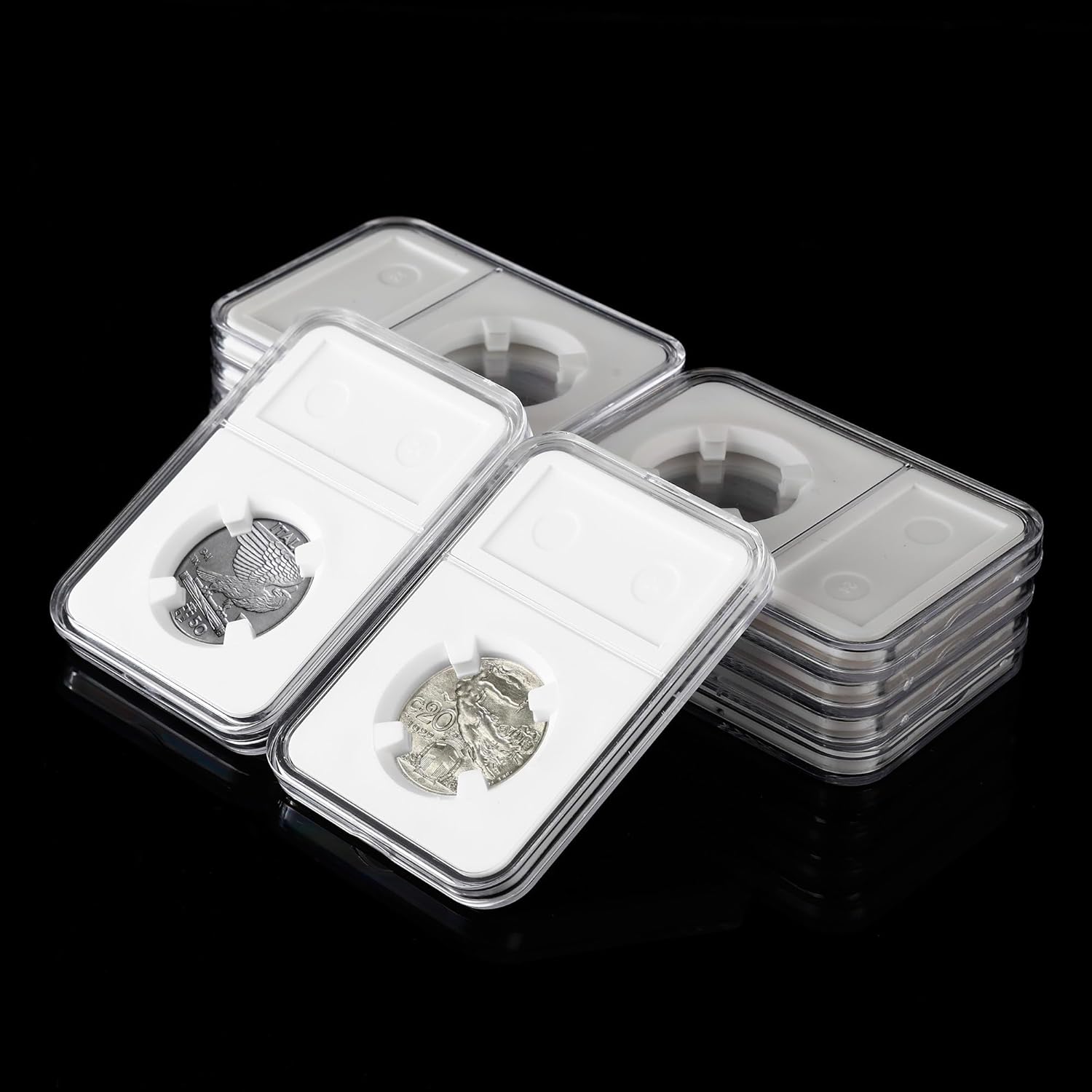 10-Pack 18mm Coin Slab Display Holder, Clear Acrylic Storage Case for Seated Liberty, Barber, Winged Liberty Mercury , Roosevelt Dimes and Other 18mm Coins, Four-Point Fixation Coin Collection Box