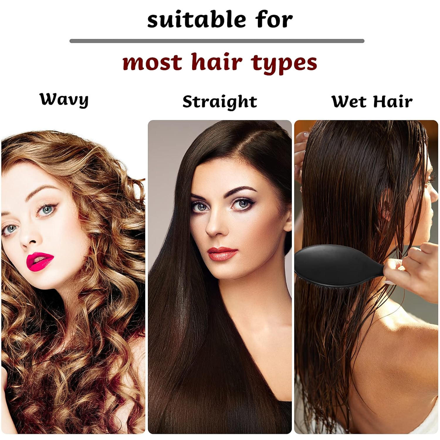 Hair Brushes, 2 Pieces Boar Bristle Hair Brushes with Nylon Quill, Natural Bristles Hair Extensions for Women, Men and Kids, Promotes Smooth and Healthy Hair Growth