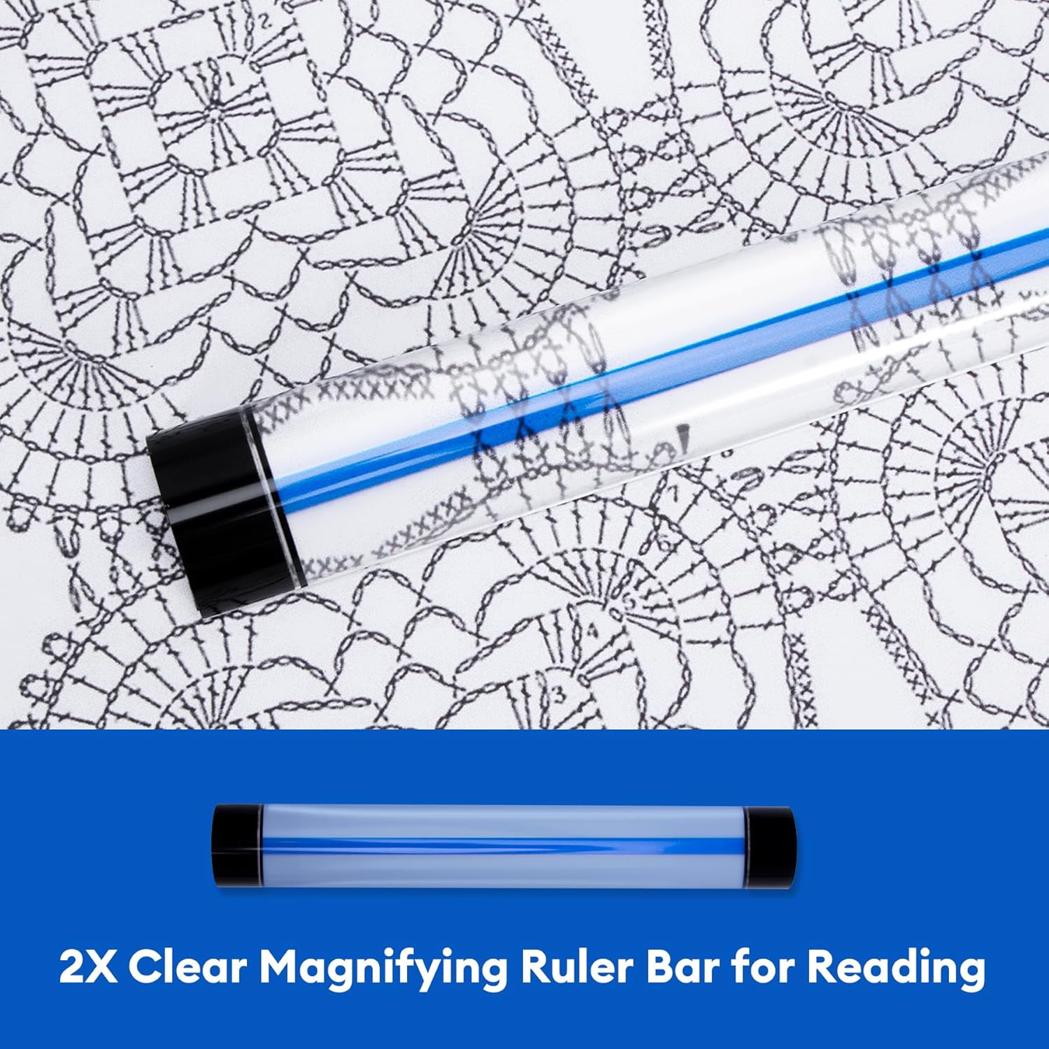 Knitting Pattern Holder with 6 Color Replacement Magnets 1 Magnifying Ruler,Cross Stitch Supplies and Accessories for Crafts Work, 12" L x 8.4" W