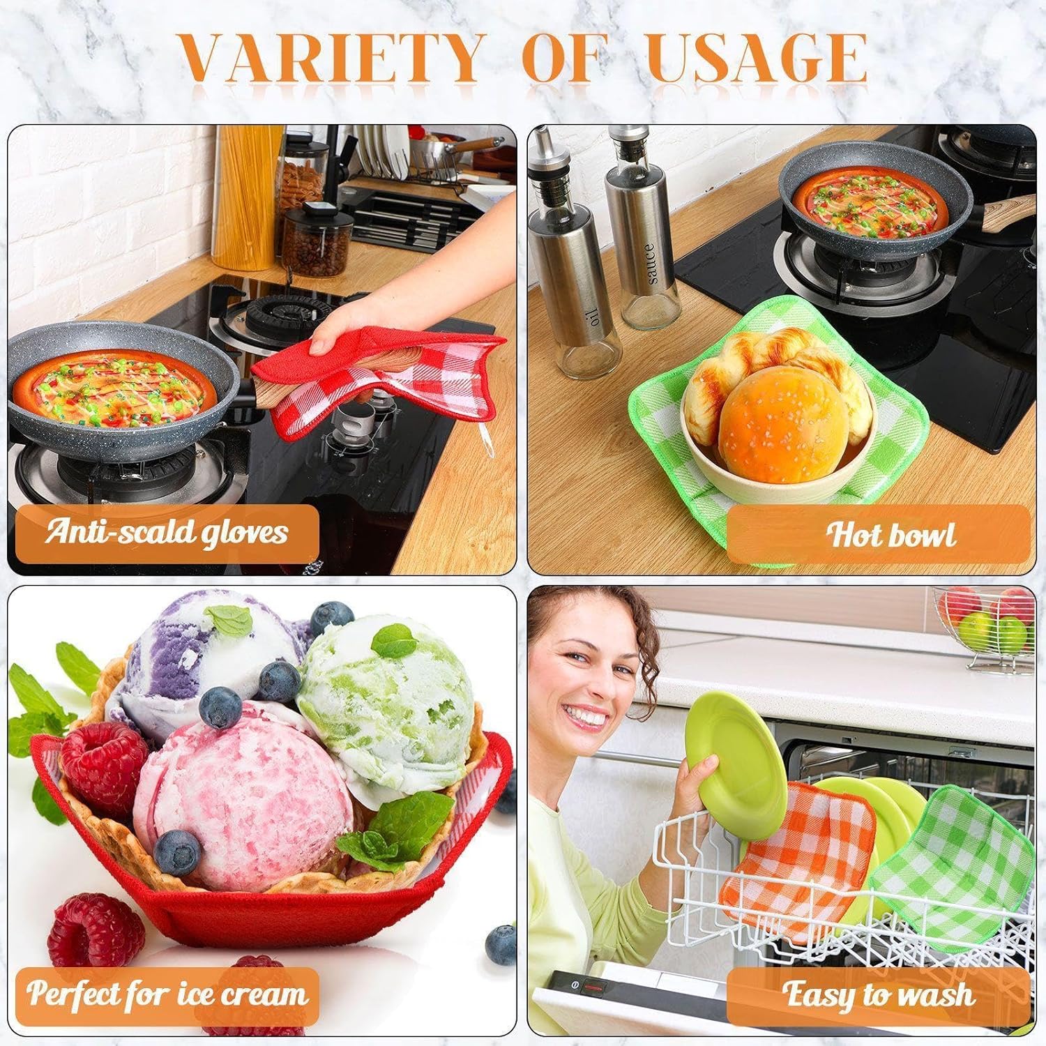 5 Pieces Hot Bowl Holder Microwave Safe Bowl Cozies Multipurpose Heat Proof Plate Holder to Prevent Hand from Heat and Maintain Food Warm Red, Blue, Green, Yellow, Black