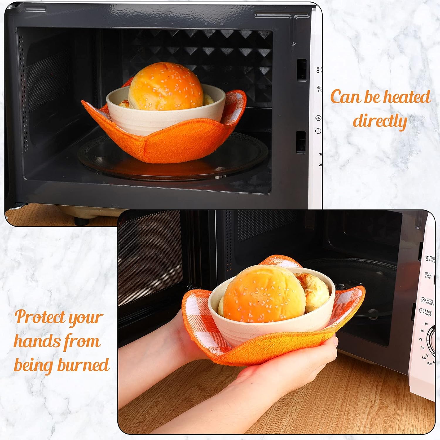 5 Pieces Hot Bowl Holder Microwave Safe Bowl Cozies Multipurpose Heat Proof Plate Holder to Prevent Hand from Heat and Maintain Food Warm Red, Blue, Green, Yellow, Black