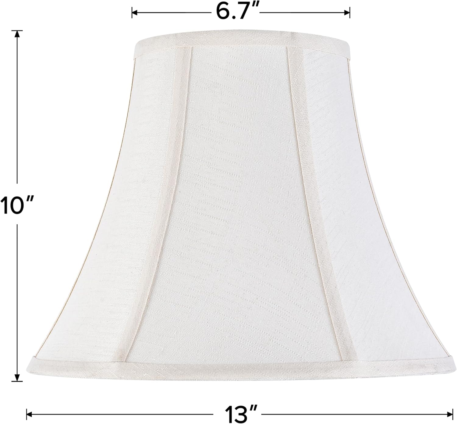 Creme White Bell Lamp Shades Set of 2 Medium Shade 6.7``Top x 13``Bottom x 10``High Spider Traditional Lampshade for Table & Bedside Lamp - Replacement Lampshades By