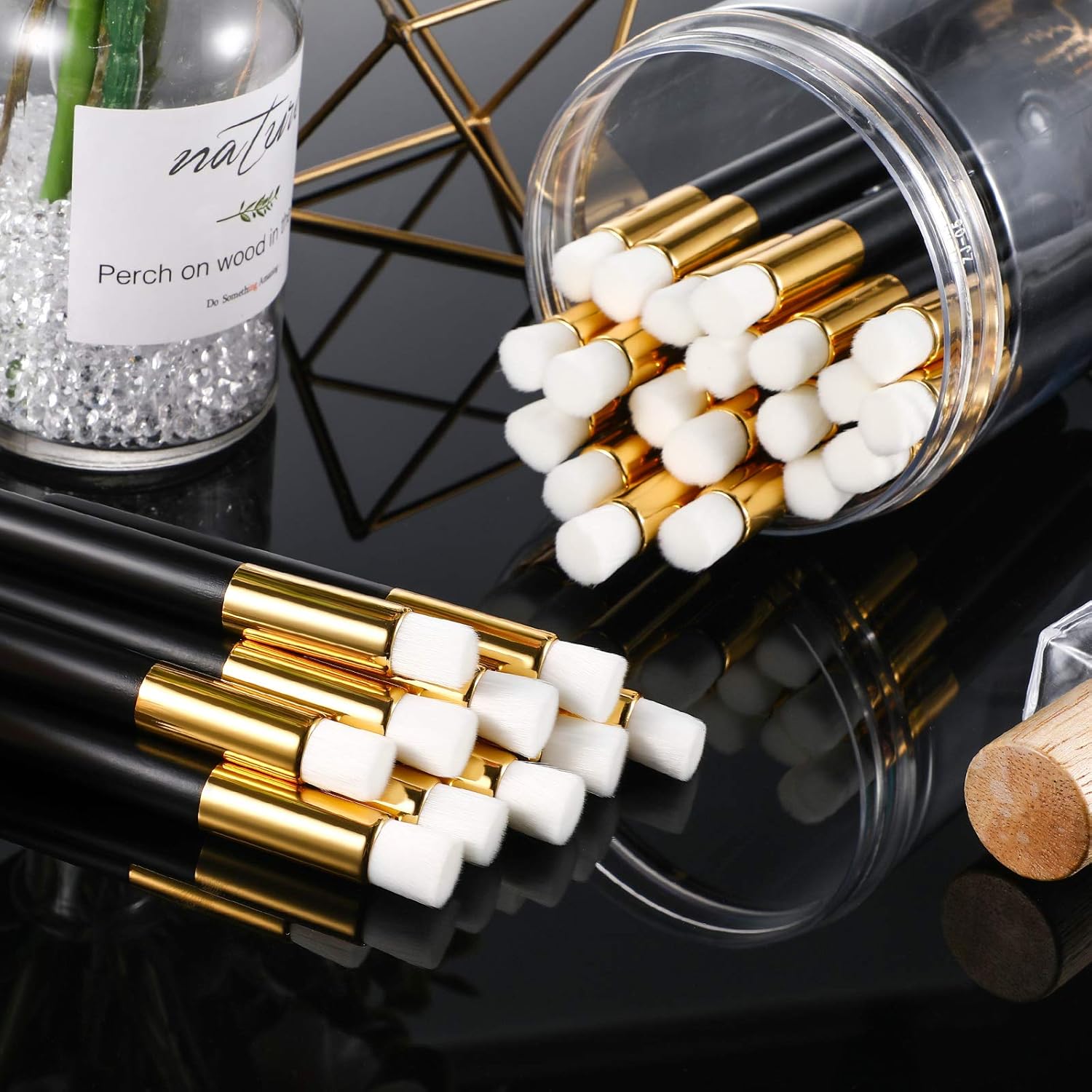 30 Pieces Lash Brushes for Cleaning Lash Shampoo Brushes for Eyelash with Container Blackhead Removing Nose Pore Deep Cleaning 4 Inch,Black