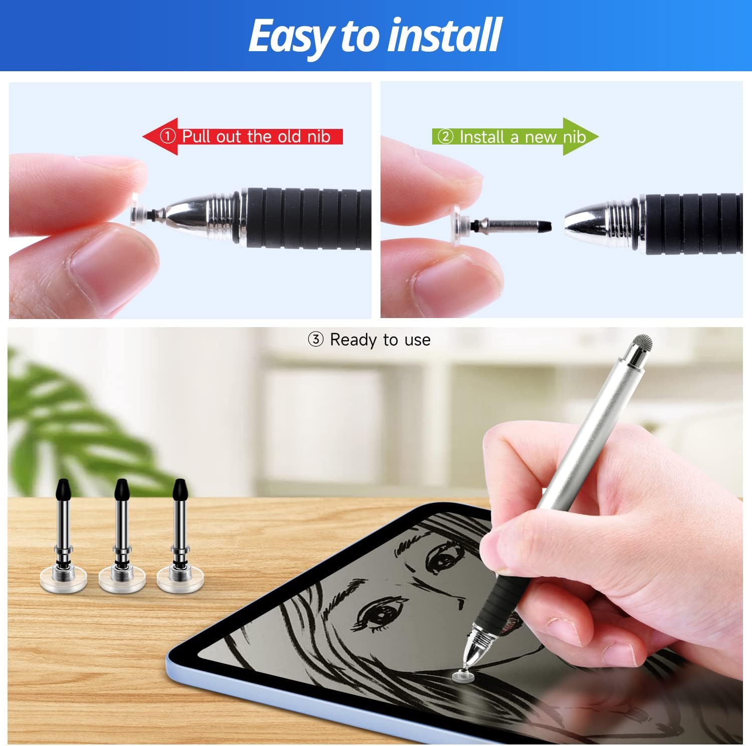 10pcs mesh Tips 12pcs disc Tips for Capacitive Touch Screen Stylus