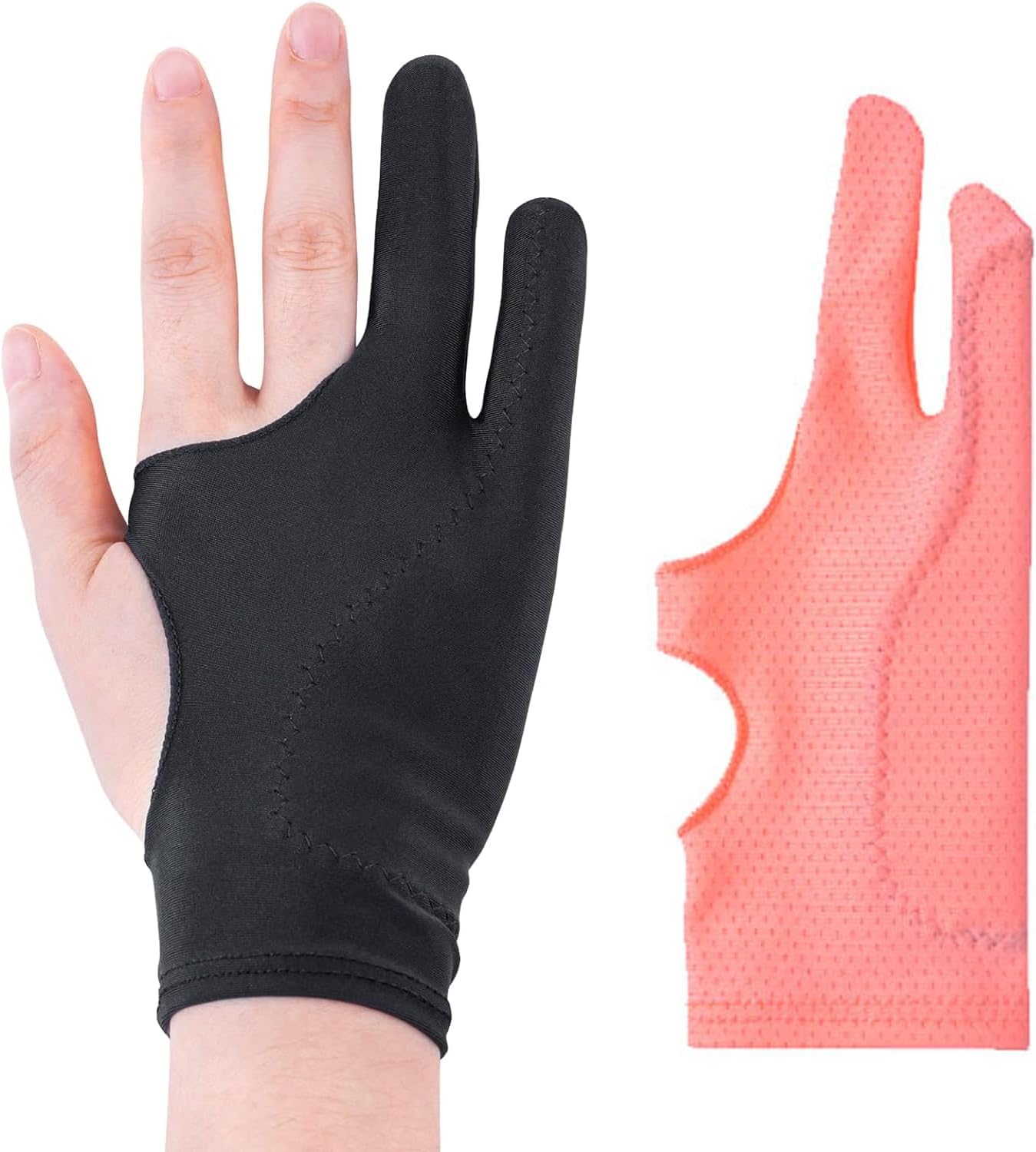 Artist Drawing Glove 3-Layer Palm Rejection 2 Pack Black and Pink