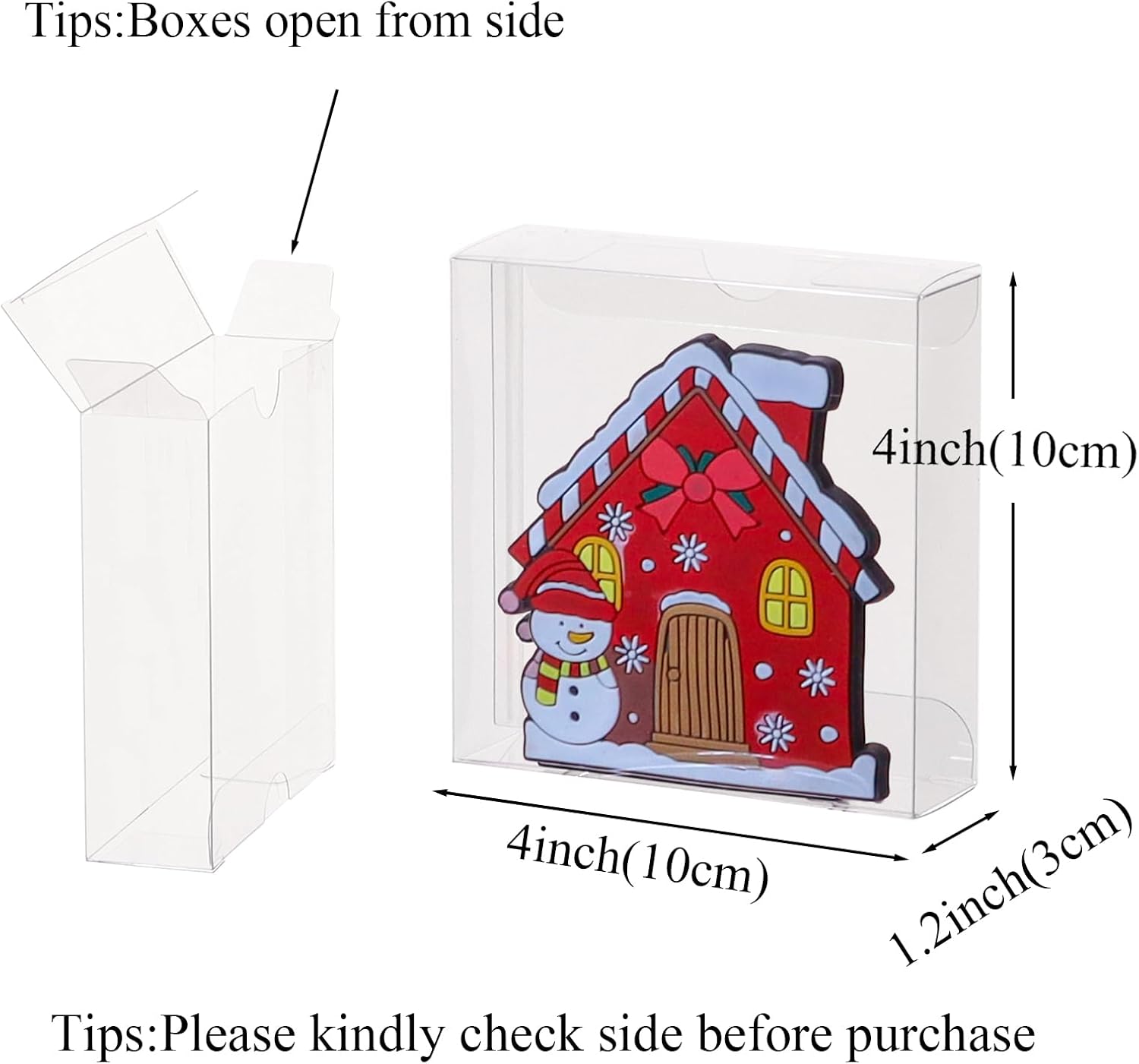 100Pcs Plastic Clear Single Treat Boxes with Full Window - 4x4x1.2inch, Dessert Box for Macarons, Donuts, Parties & Holidays