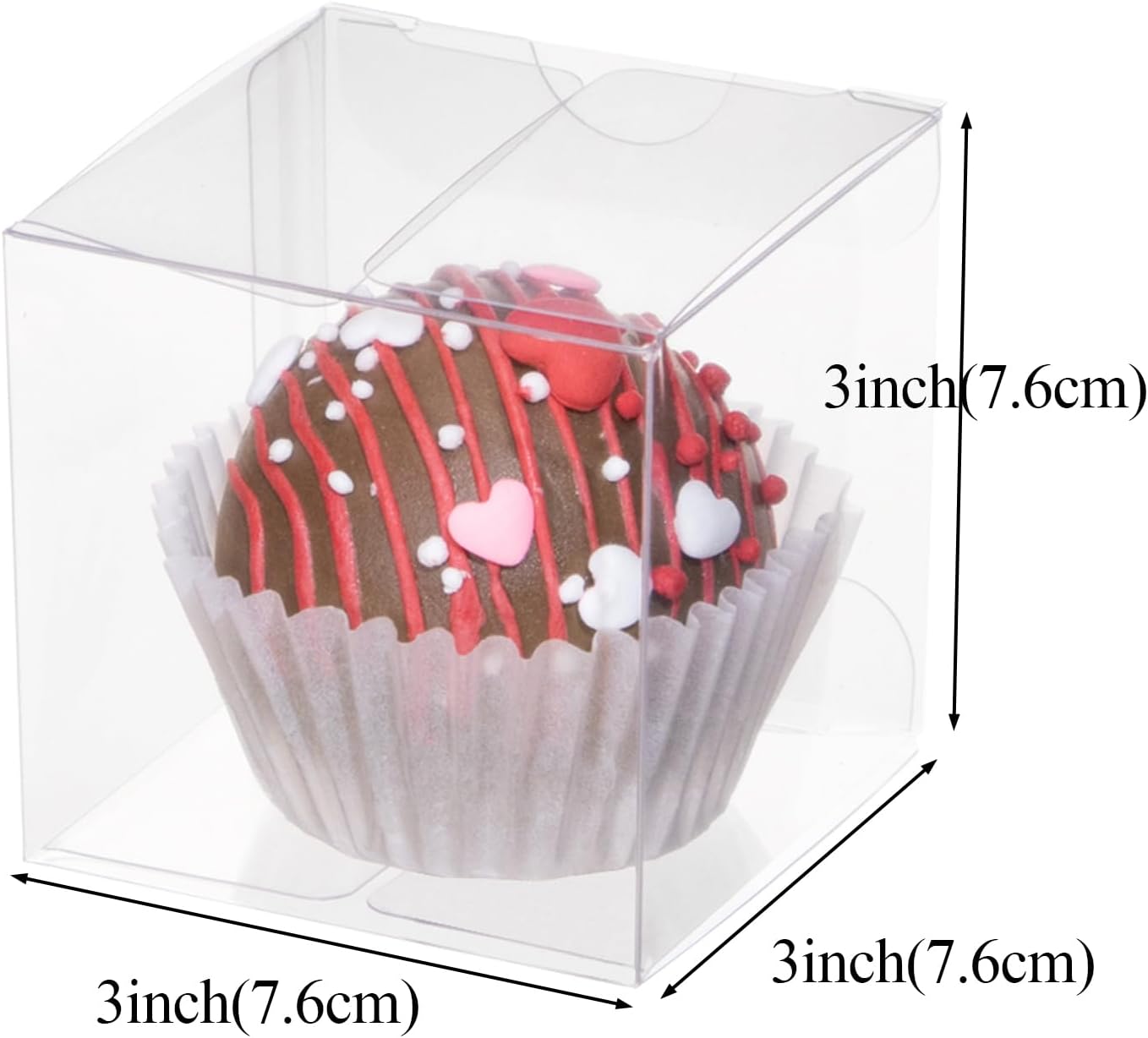 100Pack 3x3x3 Inch Clear Boxes for Hot Chocolate Bomb, Small Gifts, Bakery, Strawberries, Cupcake, Charcuterie, Christmas Party Favors
