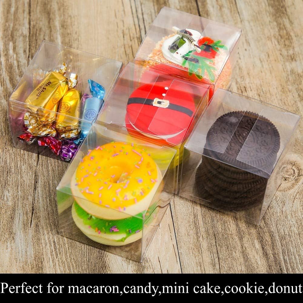 100Pack 3x3x3 Inch Clear Boxes for Hot Chocolate Bomb, Small Gifts, Bakery, Strawberries, Cupcake, Charcuterie, Christmas Party Favors