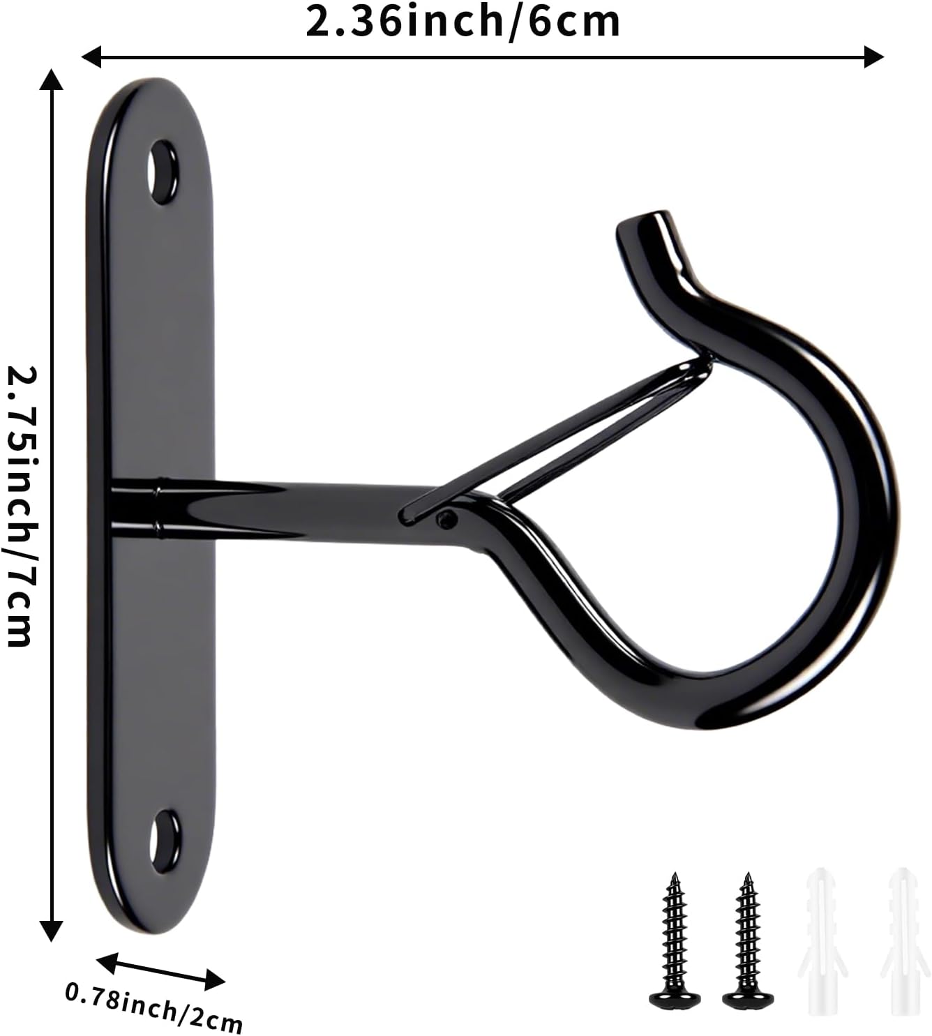 Heavy Duty Ceiling Hooks for Hanging Plants and String Lights, 2.36 Inch Plant Hook with Safety Latch, Ceiling Hanging Hook for Bird Feeders and Lanterns, Indoor Outdoor Use 40 lbs Black, 6 Pcs