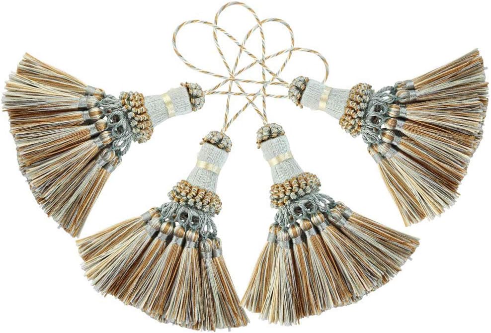 Elegant Polyester Tassel Handmade Colorful Craft Tassels Charms for Key Chain Straps DIY Accessories Blue, 4 Pack