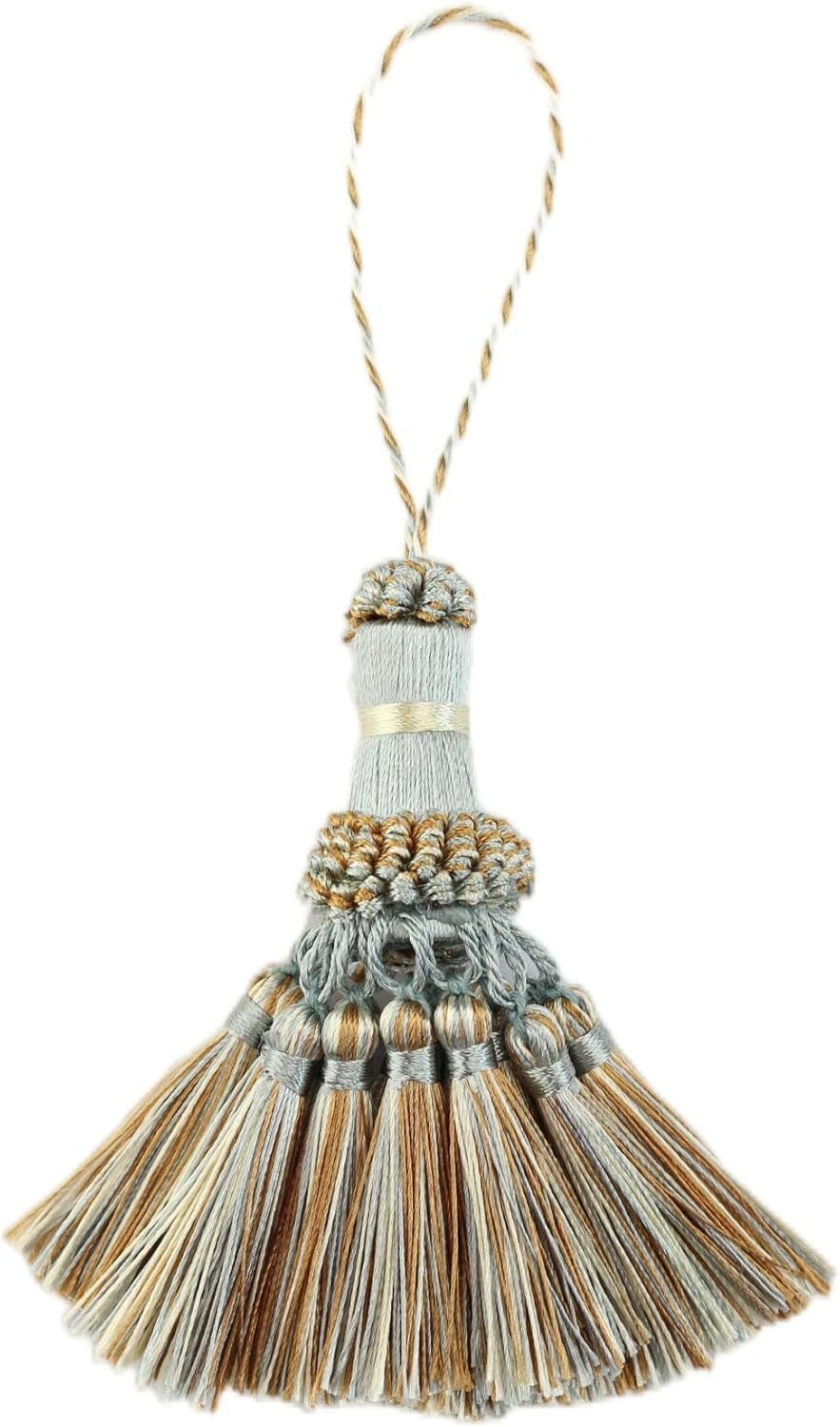 Elegant Polyester Tassel Handmade Colorful Craft Tassels Charms for Key Chain Straps DIY Accessories Blue, 4 Pack