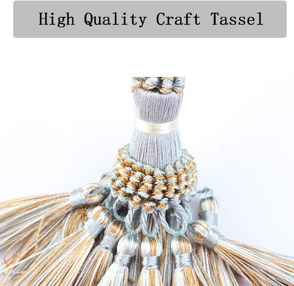 Elegant Polyester Tassel Handmade Colorful Craft Tassels Charms for Key Chain Straps DIY Accessories Blue, 4 Pack