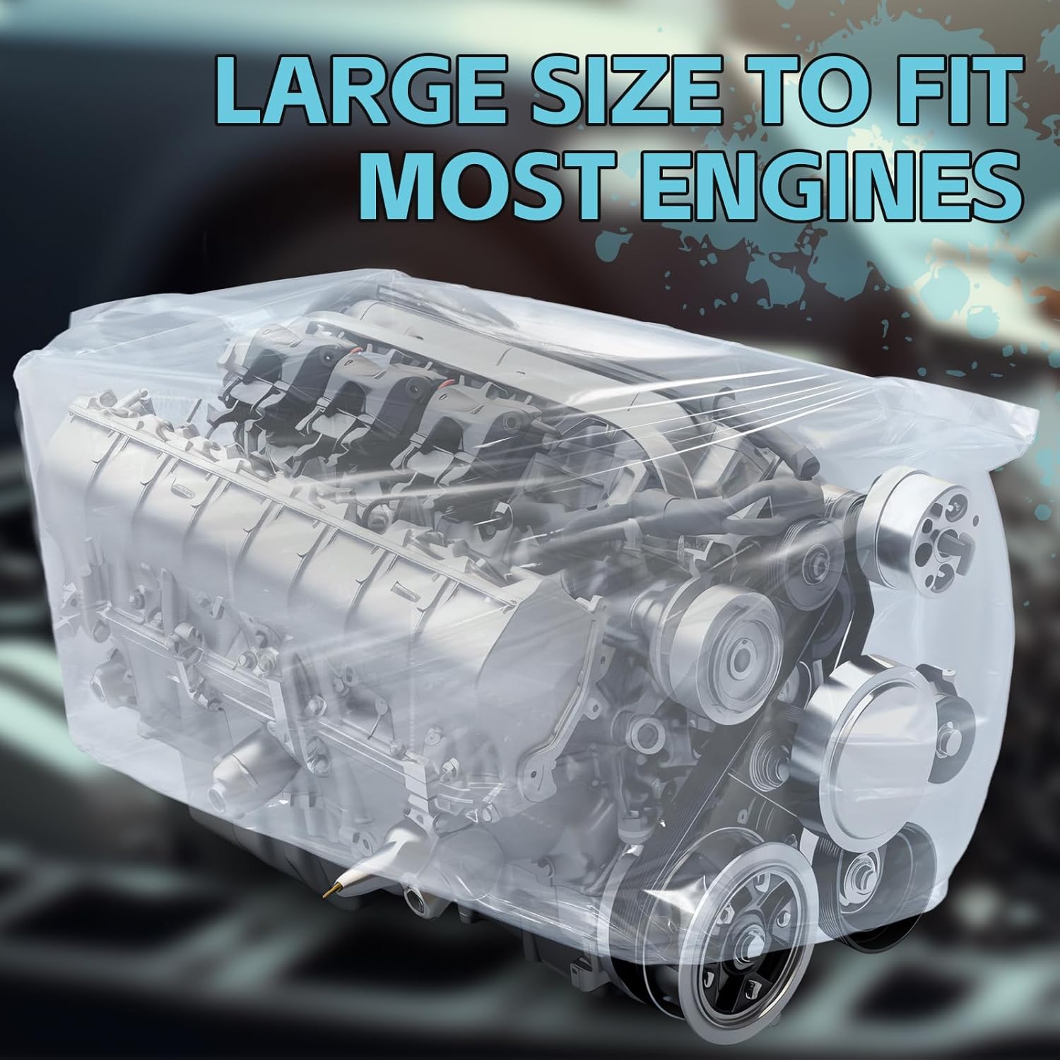 10 Pcs Engine Storage Bags Bulk Plastic Clear Engine Bag Covers Waterproof for Engine Protection, 39.4 x 47.2 Inch