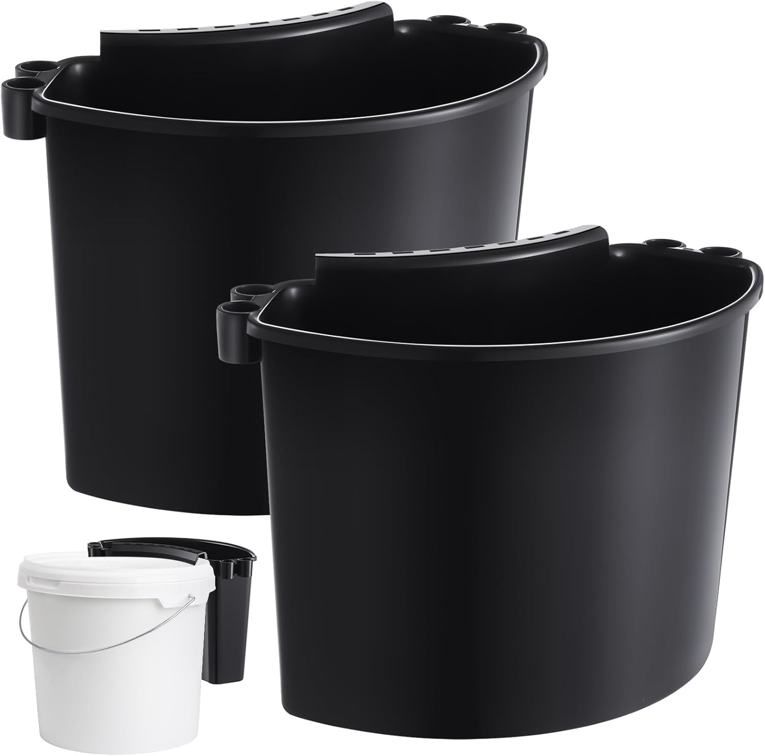 2 Pcs Car Detailing Bucket Organizer 10.2 x 7.8 x 5.5 Inch Car Washing Bucket Caddy Portable Multipurpose Hanging Organizer for Accessories Tool Home Garden Camping Black