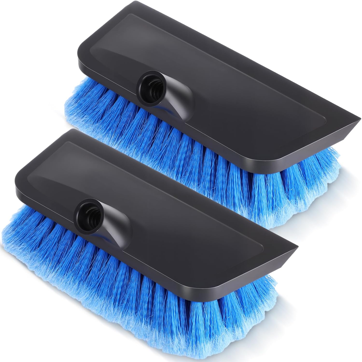 2 Pcs 10 Inch Solar Panel Soft Brush Cleaner Head, Bristles Scrub Brush with Rubber Protective Pads Prevent Scratches, for Solar Panels, Cars, RV, Trucks, Boats, Facades of Houses Blue