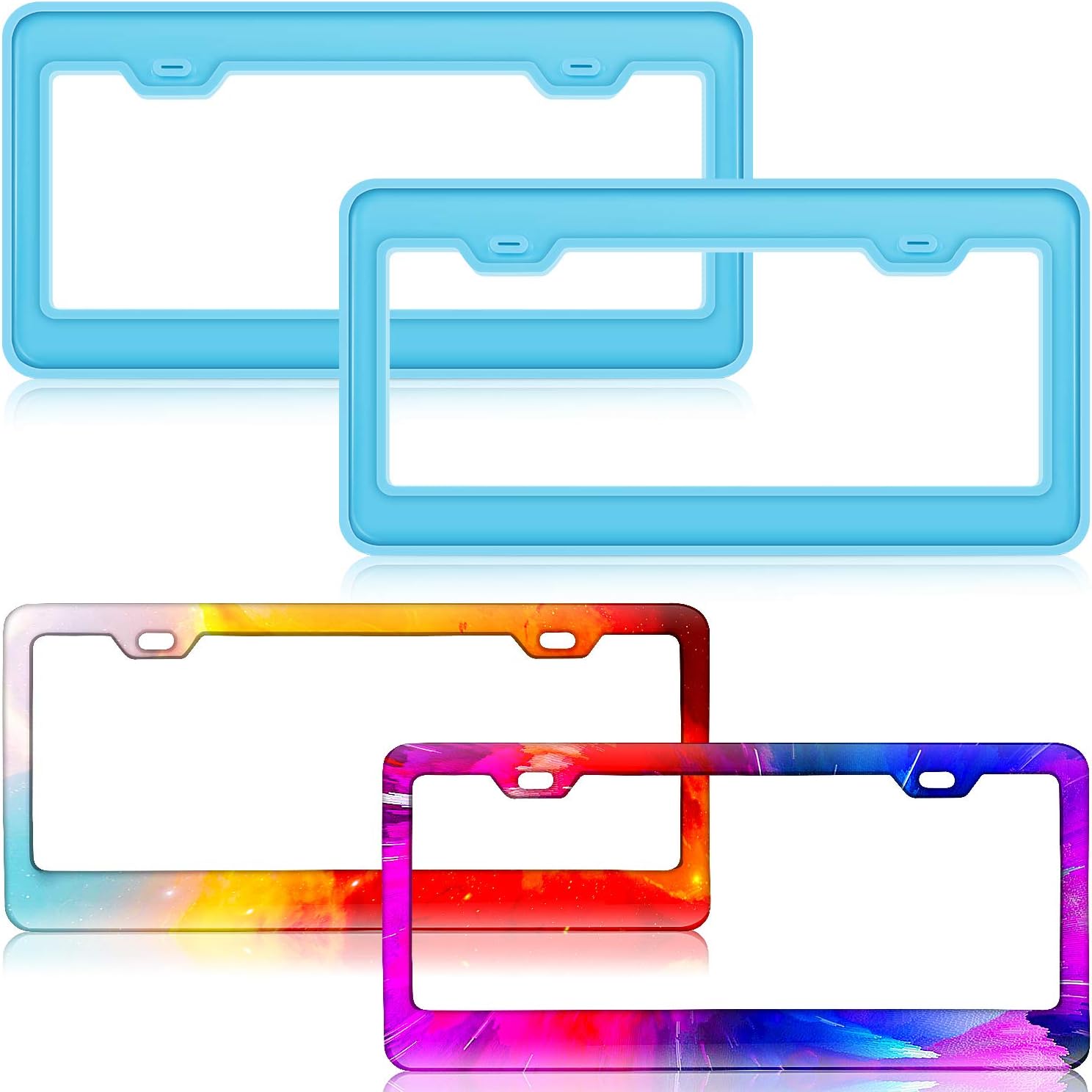 2 Pieces License Plate Frame Silicone Moulds Car Plate Resin Epoxy License Cover Mould for DIY Casting Handmade Crafts Making Supplies