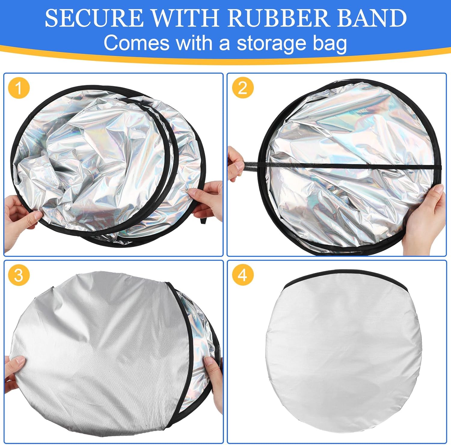 2 Pcs 31 x 28 Inch Car Windshield Sun Shade Foldable, Hologram Foil Front Windshield Shade for Car Truck SUV Van Blocks UV Rays Sun Visor Protector Iridescent Mermaid Style