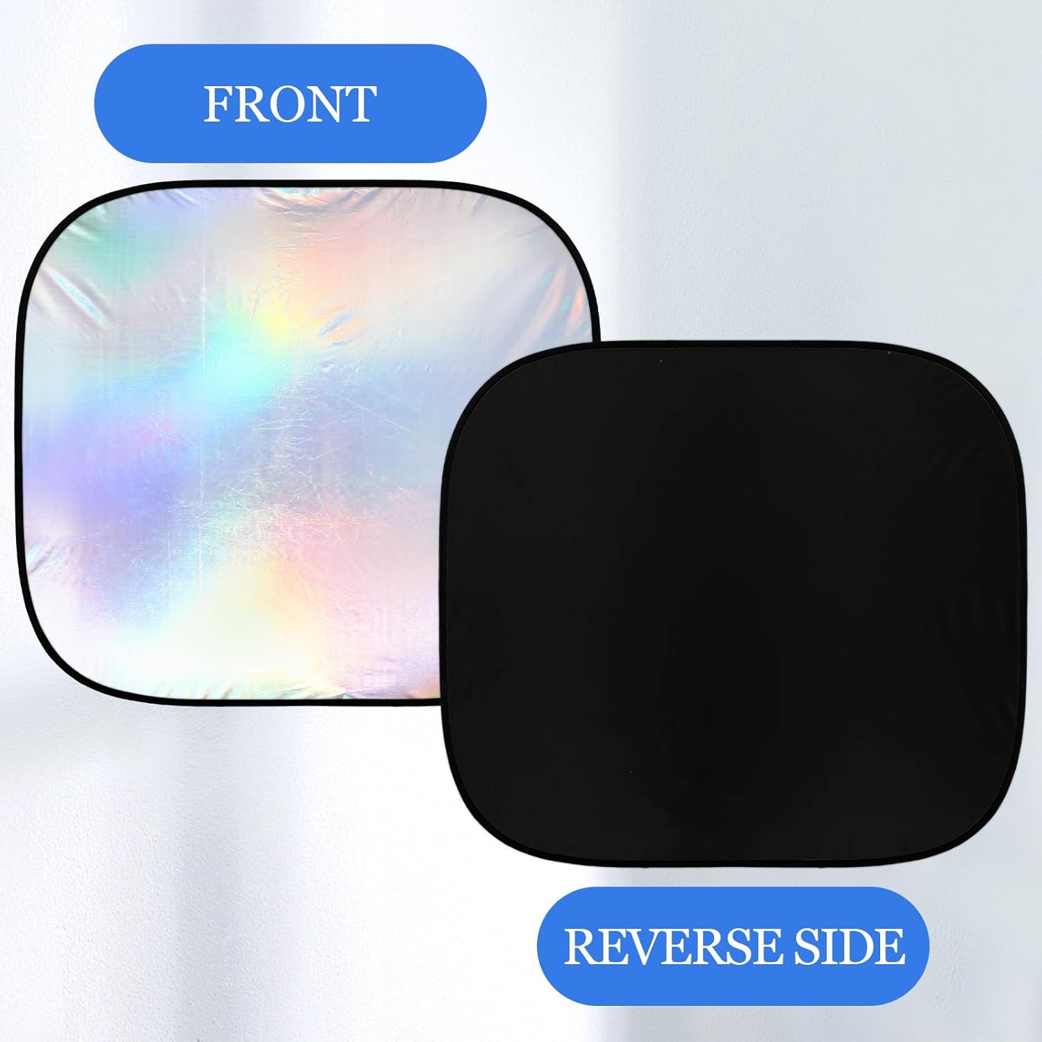 2 Pcs 31 x 28 Inch Car Windshield Sun Shade Foldable, Hologram Foil Front Windshield Shade for Car Truck SUV Van Blocks UV Rays Sun Visor Protector Iridescent Mermaid Style