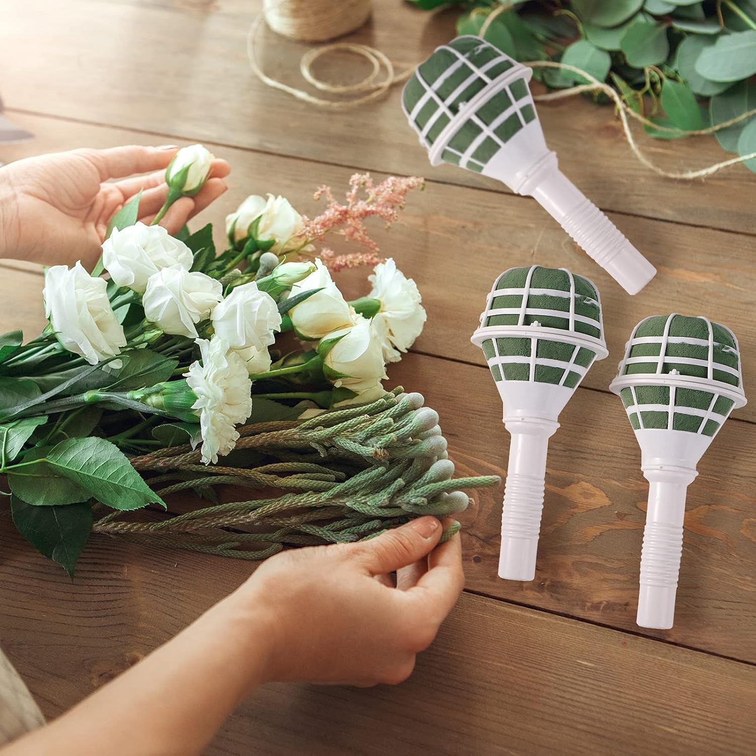 Wedding Bouquet Holder Bridal Bouquet Holders for Artificial Flowers Foam Bouquet Holder Handle for Weddings Flower Arrangement Gardening Supplies 10 Pieces