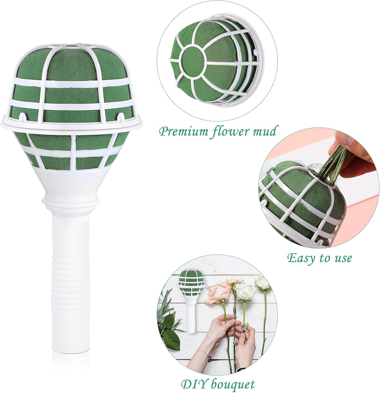 Wedding Bouquet Holder Bridal Bouquet Holders for Artificial Flowers Foam Bouquet Holder Handle for Weddings Flower Arrangement Gardening Supplies 10 Pieces