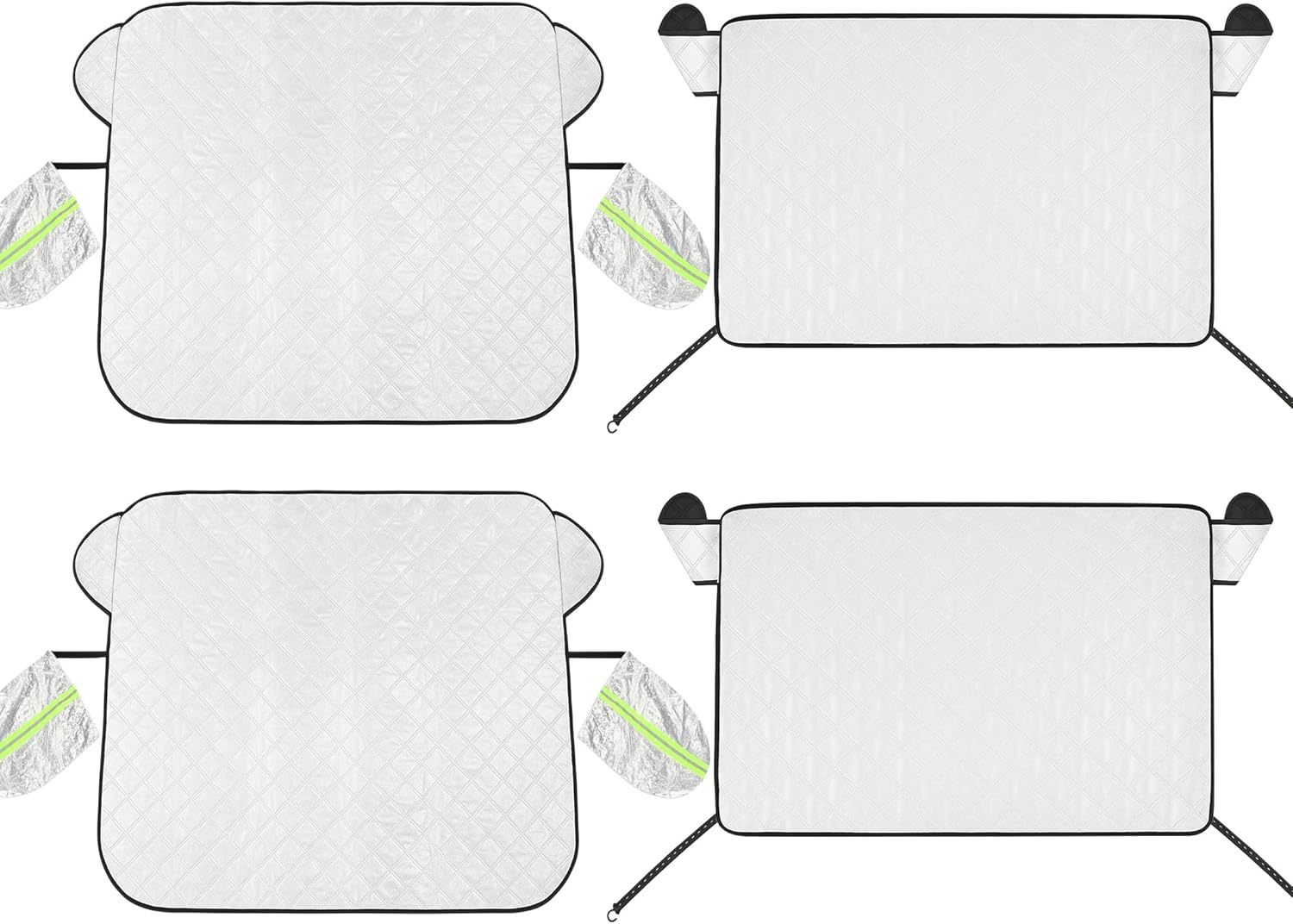 4 Pcs Car Windshield Sun Shade Set - UV Block Heat Reflect Front & Rear Sun Protection with Magnetic Edges and Side Mirror Covers, Universal Fit for Cars, Trucks, Suvs - Fits Most Vehicles