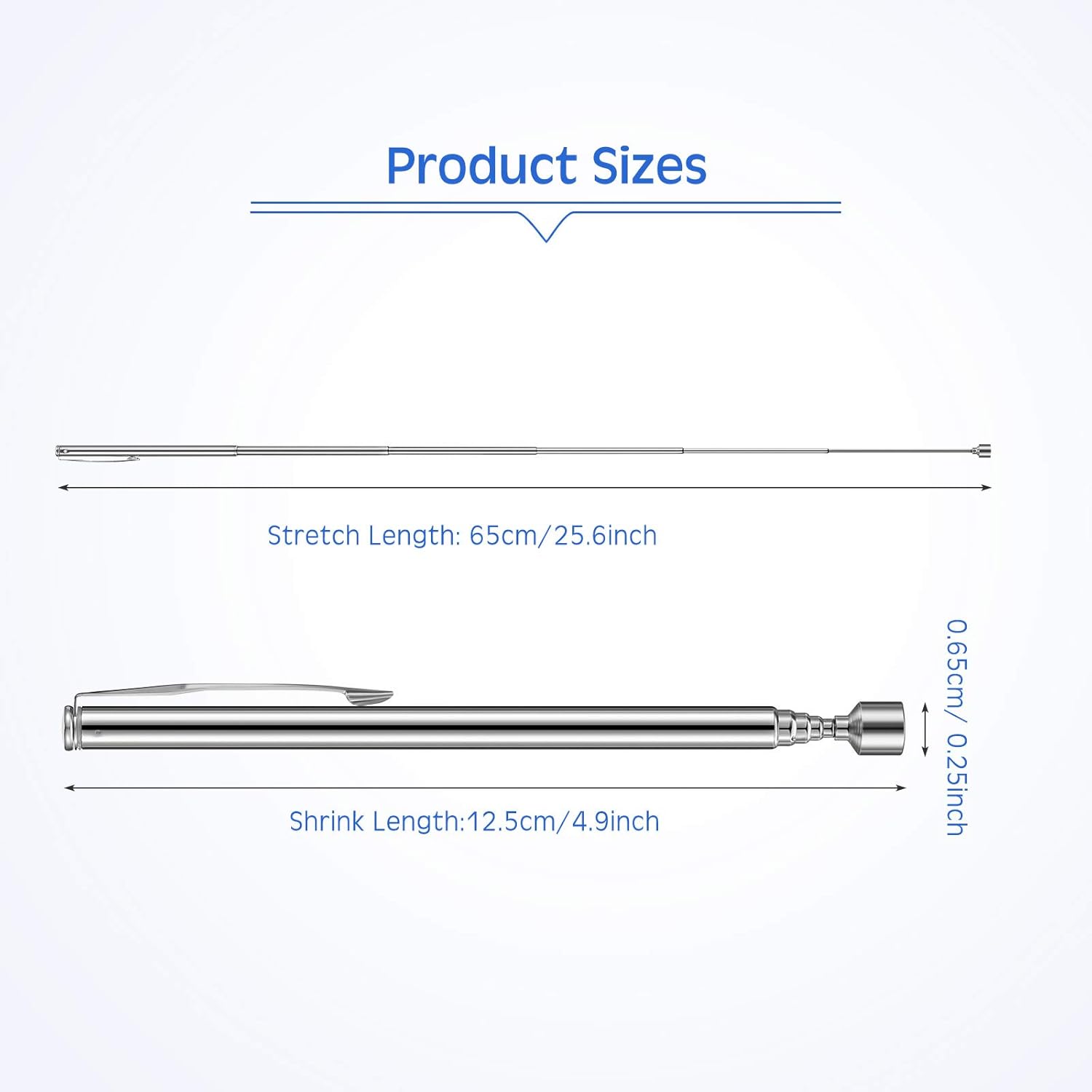 12 Pieces Telescoping Magnet Pickup Tools in 2 Lb Magnetic Stick Gadget with Pocket Clip Magnet Tool to Retrieve Screws Nuts Pins for Men Birthday, Father's Day, Valentine