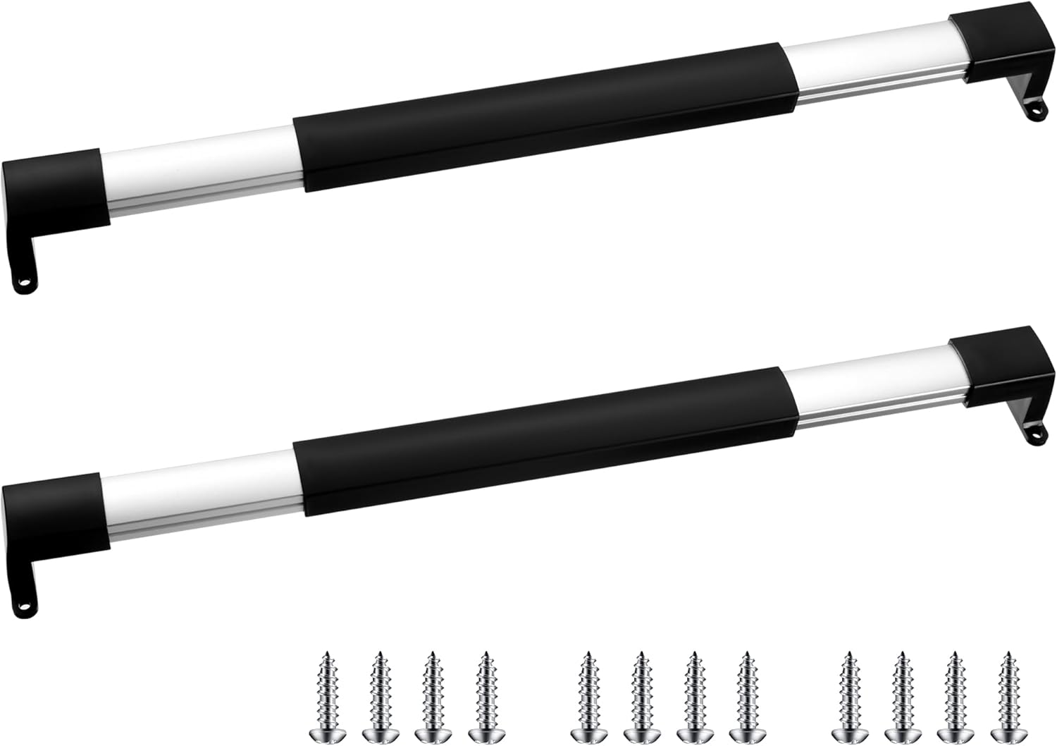 2 Pcs RV Screen Door Handle Cross Bar, Adjustable Camper Door Grab Bar 21-5/8 to 28-5/8 with Non Slip Grip Aluminum Support Handle for Trailer, Motorhome, Truck, Camping, Travel RV Accessories