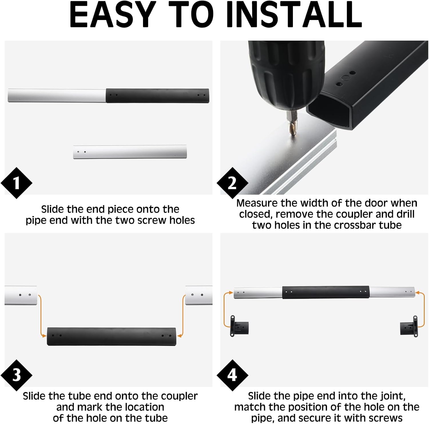 2 Pcs RV Screen Door Handle Cross Bar, Adjustable Camper Door Grab Bar 21-5/8 to 28-5/8 with Non Slip Grip Aluminum Support Handle for Trailer, Motorhome, Truck, Camping, Travel RV Accessories