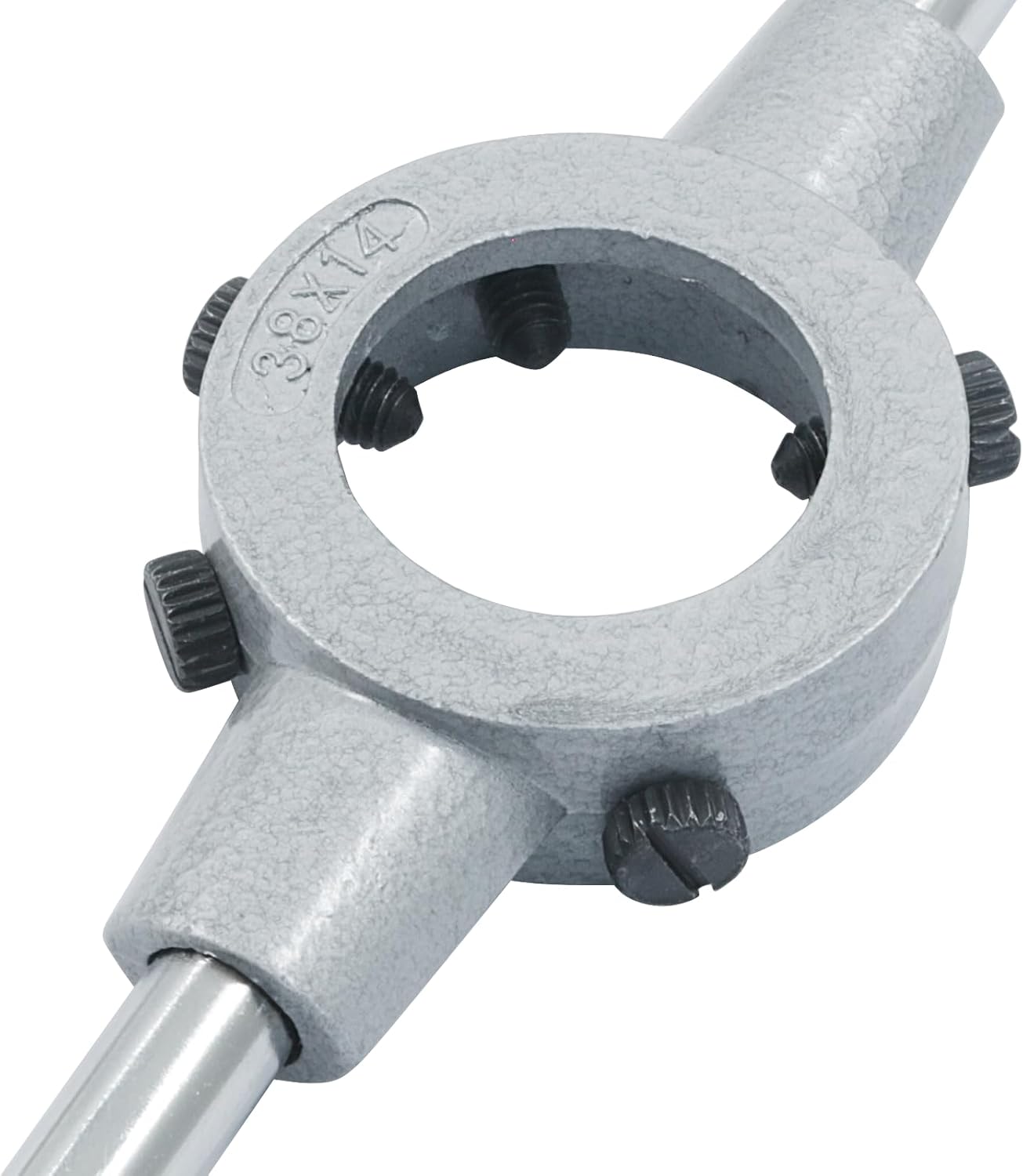1-1/2 Inch 38mm Die Stock Handle Wrench, M12-M14 Adjustable Die Wrench Handle Holder, Heavy Duty Round Die Holder