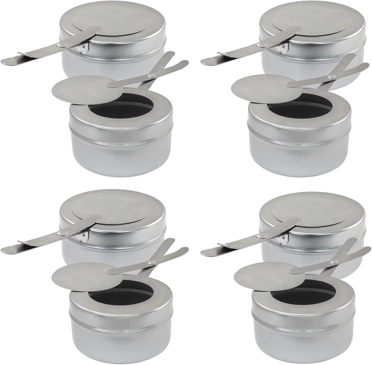 8 Pack Stainless Steel Fuel Holder,Canned Heat Holder，Safety Cover Buffet Warmer, Buffet Warming Trays for Barbecue Buffets Parties Silver