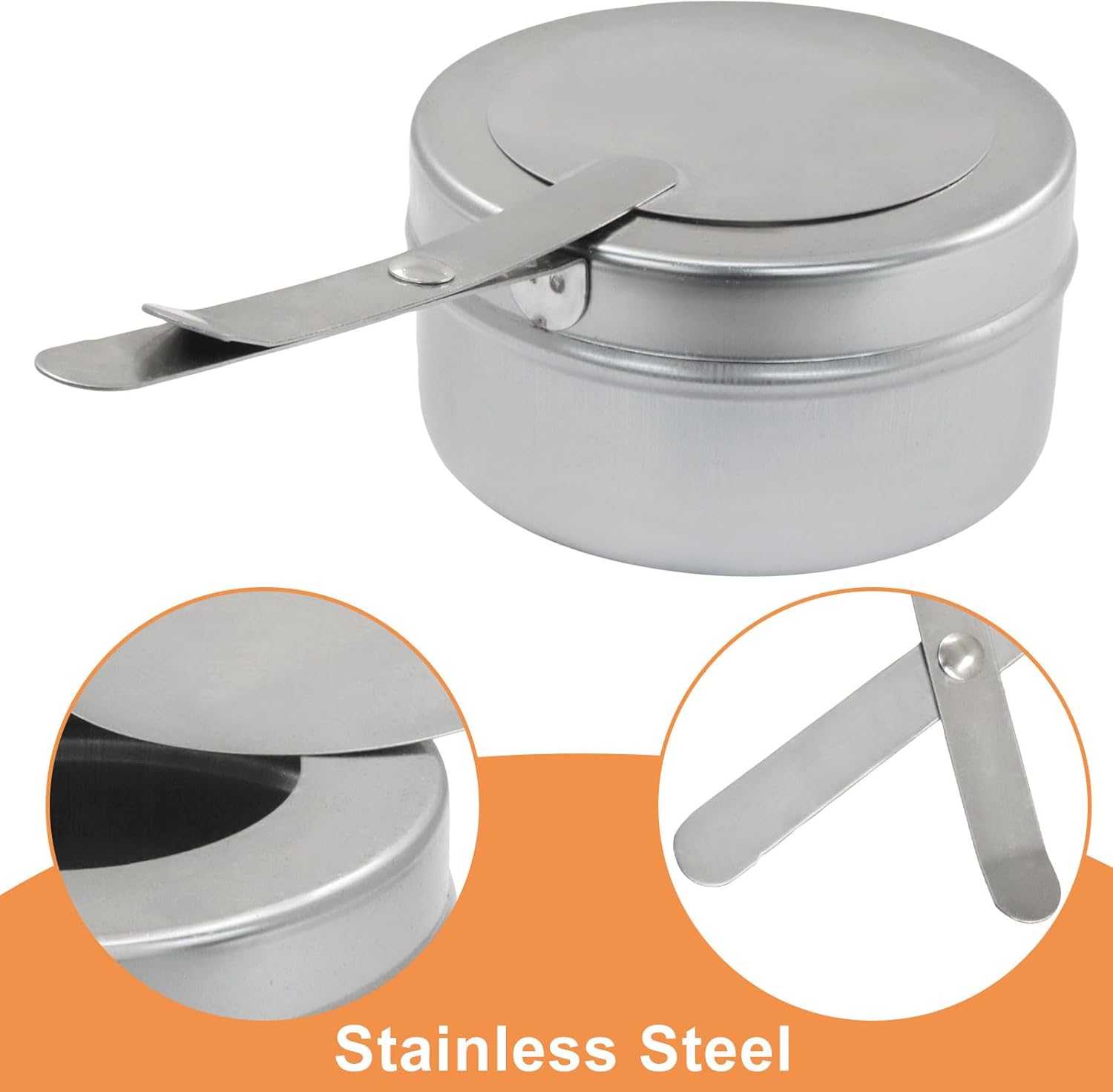 8 Pack Stainless Steel Fuel Holder,Canned Heat Holder，Safety Cover Buffet Warmer, Buffet Warming Trays for Barbecue Buffets Parties Silver