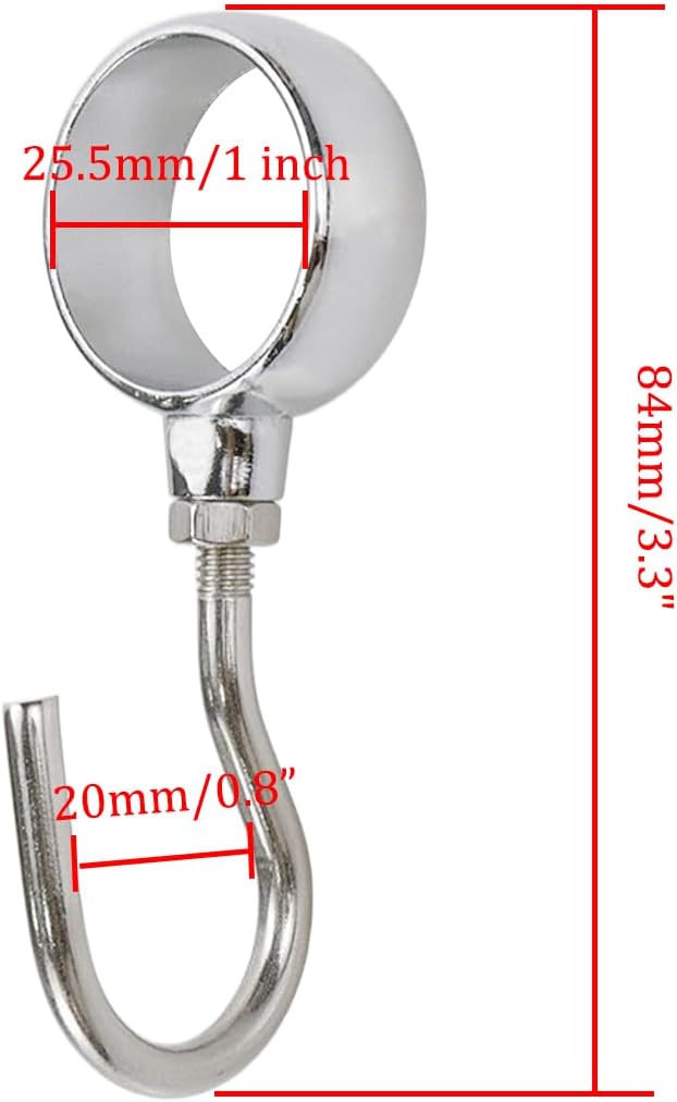 Wardrobe Closet Hook Stainless Steel Hanging Tube Rod Hook Fit for 25mm Rod -Pack of 12