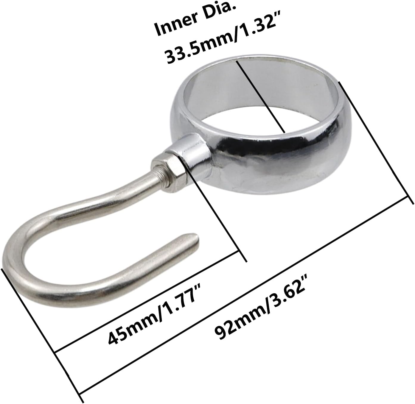 Stainless Steel Closet Rod Hook Robe Tube Hook Wardrobe Hooks for Hanging, Fit for32mm/1.26" Dia Rod -10pcs