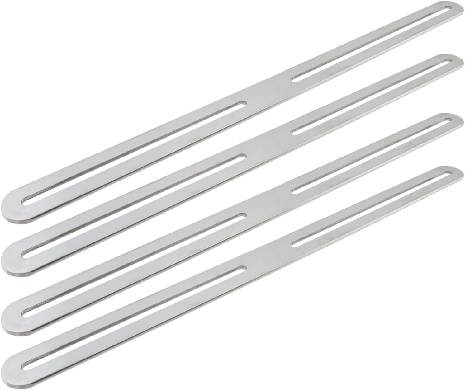 Adjustable Straight Brace Flat Mending Plates for Wood Stainless Steel Straight Bracket with Slot for Board, Bed Frame and Furniture, Silver, 14" x 0.95" -4pcs