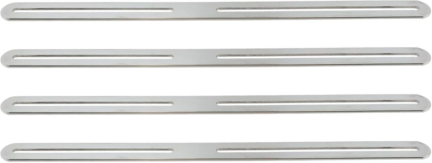 Adjustable Straight Brace Flat Mending Plates for Wood Stainless Steel Straight Bracket with Slot for Board, Bed Frame and Furniture, Silver, 14" x 0.95" -4pcs